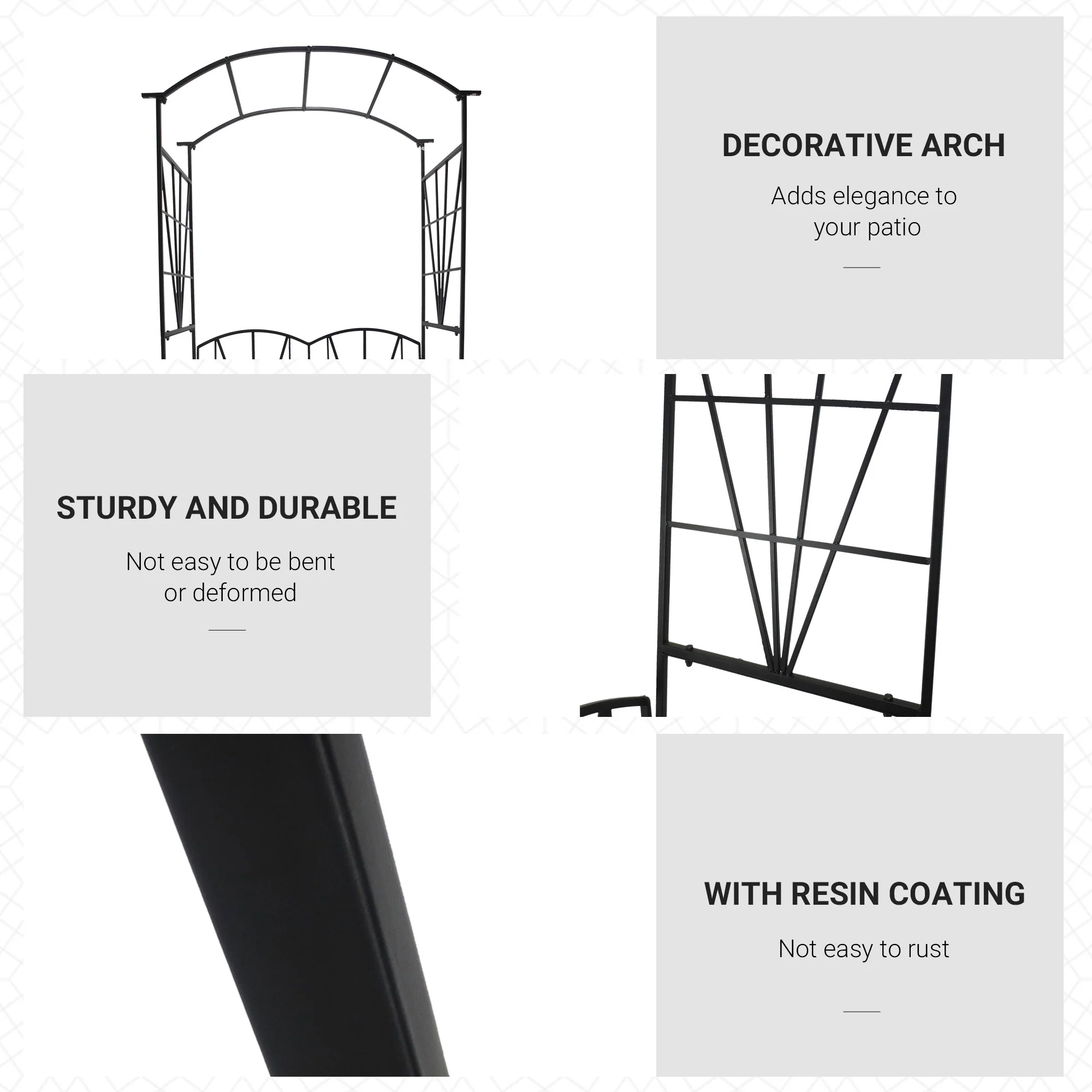 Garden Bench, 2 Seater Outdoor Patio Bench, Metal Garden Loveseat with Arch for Vines and Climbing Plants for Outdoor Space, Black - Image 7