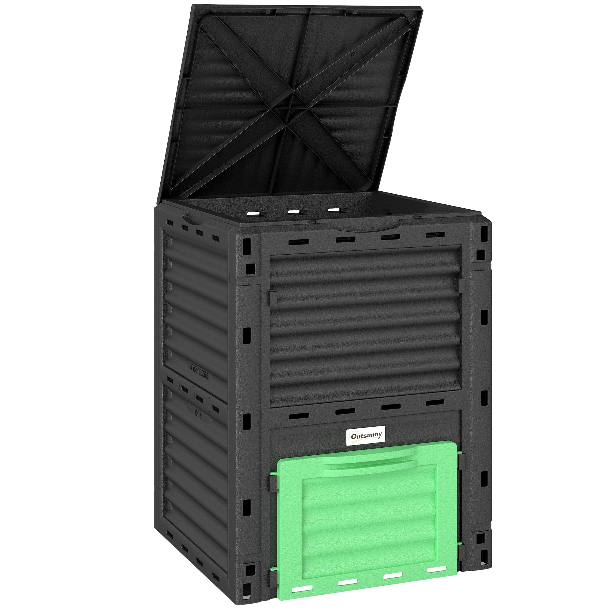 Garden Compost Bin 80 Gallon Outdoor Large Capacity Composter Fast Create Fertile Soil Aerating Box, Easy Assembly, Green - Image 12