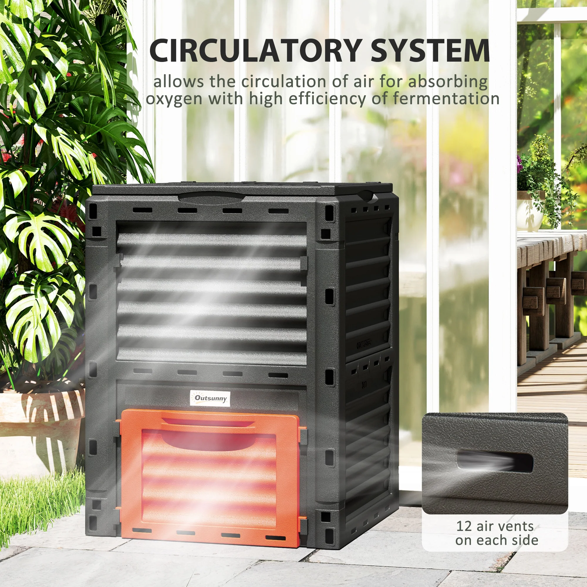 80 Gallon Outdoor Compost Bin for Fast Soil Creation, Orange - Image 9