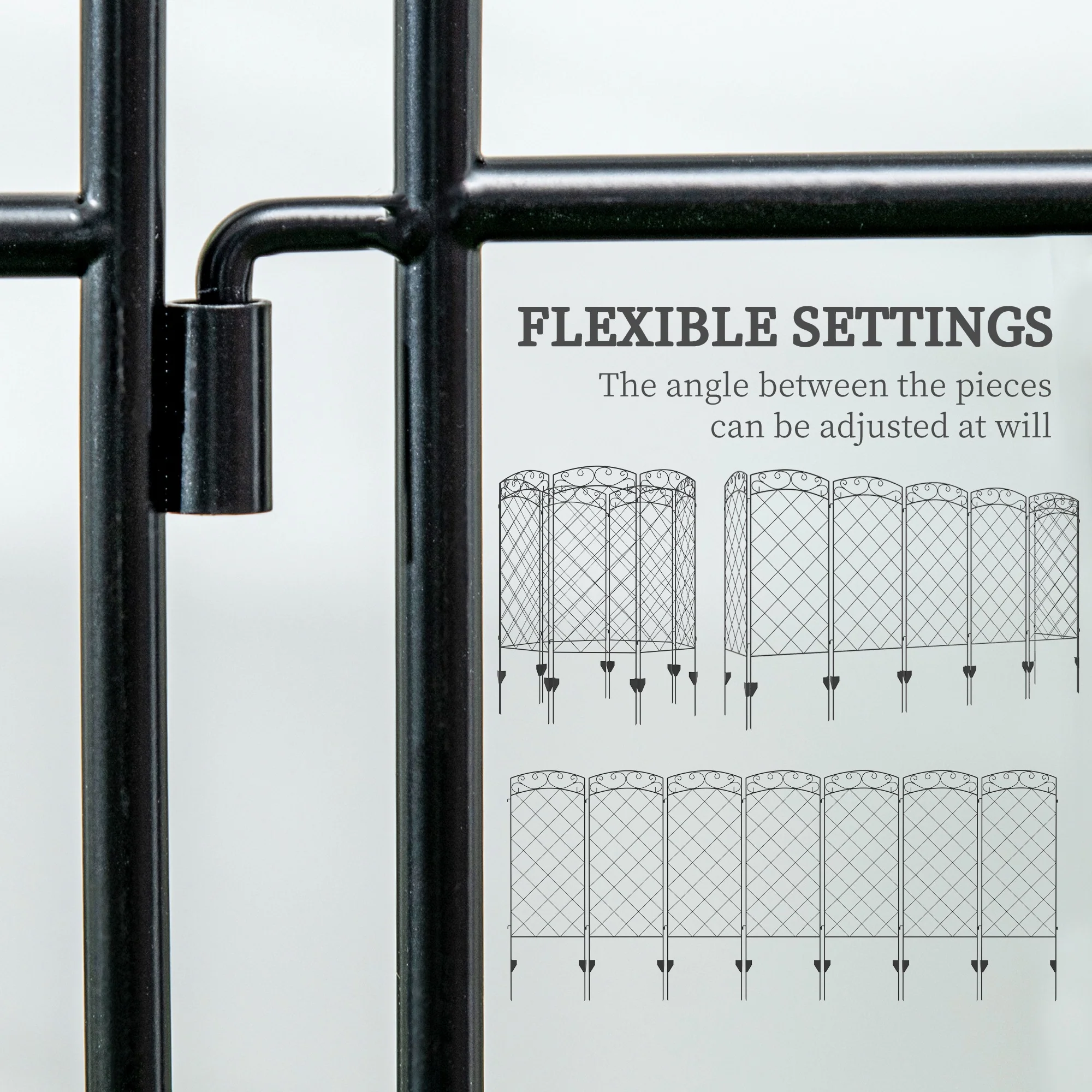 7 Pack Steel Garden Fence Panels, Outdoor Rust-Resistant Animal Barrier, 11.3' L x 43" H - Image 7