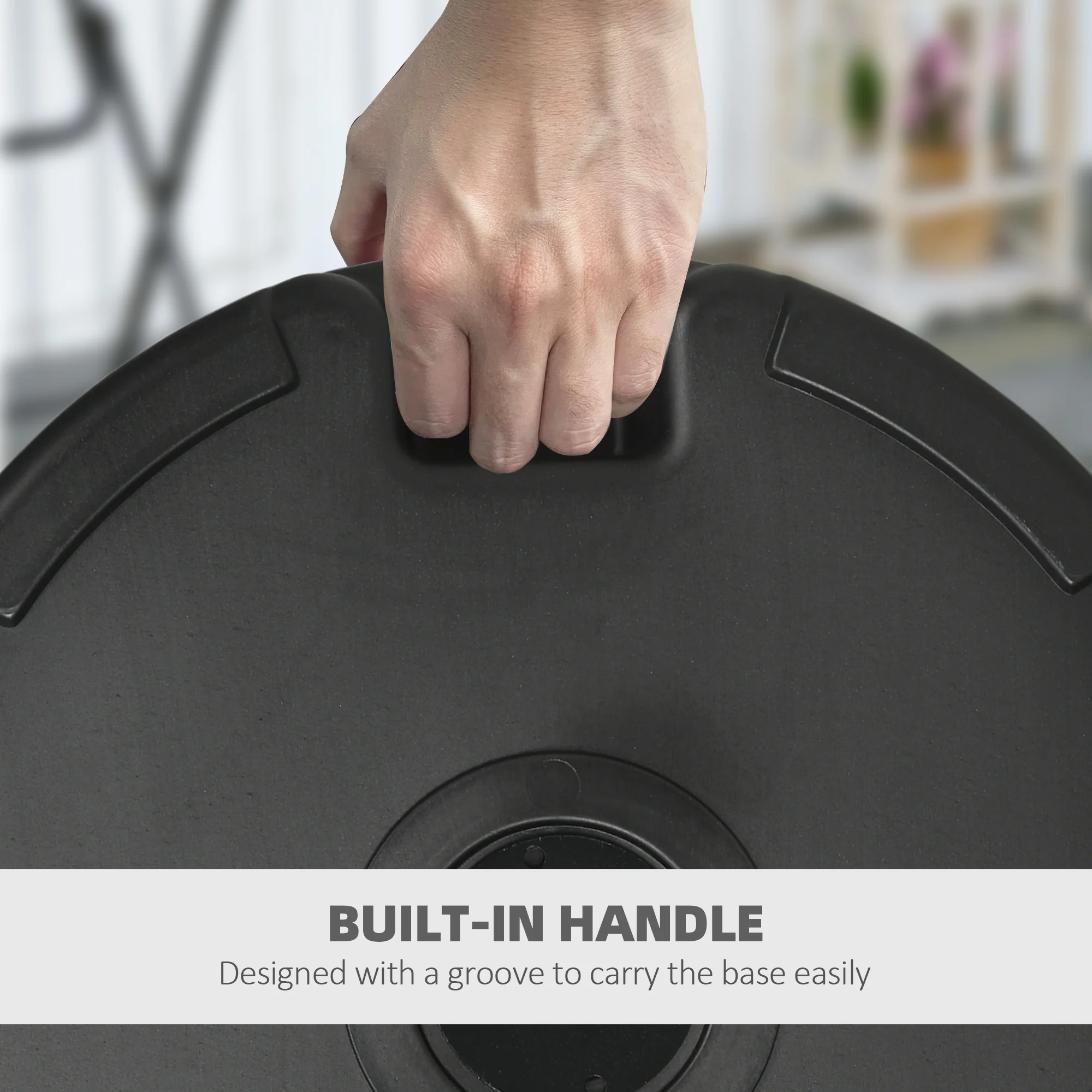 Garden Parasol Base Holder with Built-In Handle, 25kg Water or 35kg Sand Filled, Black - Image 8