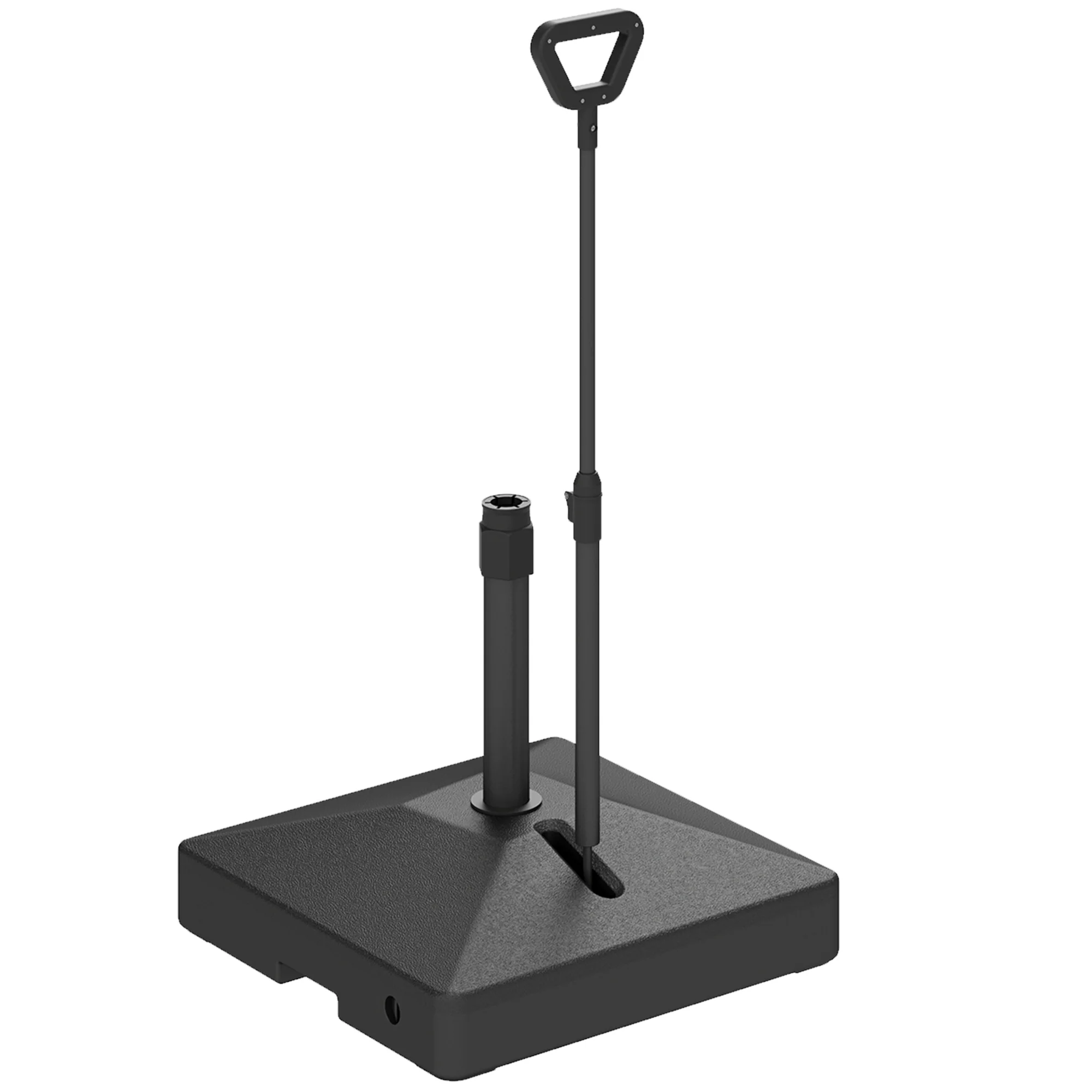 Fillable Parasol Base w/ Wheels and Adjustable Handle for 35, 38, 48 mm Poles, Black - Image 2