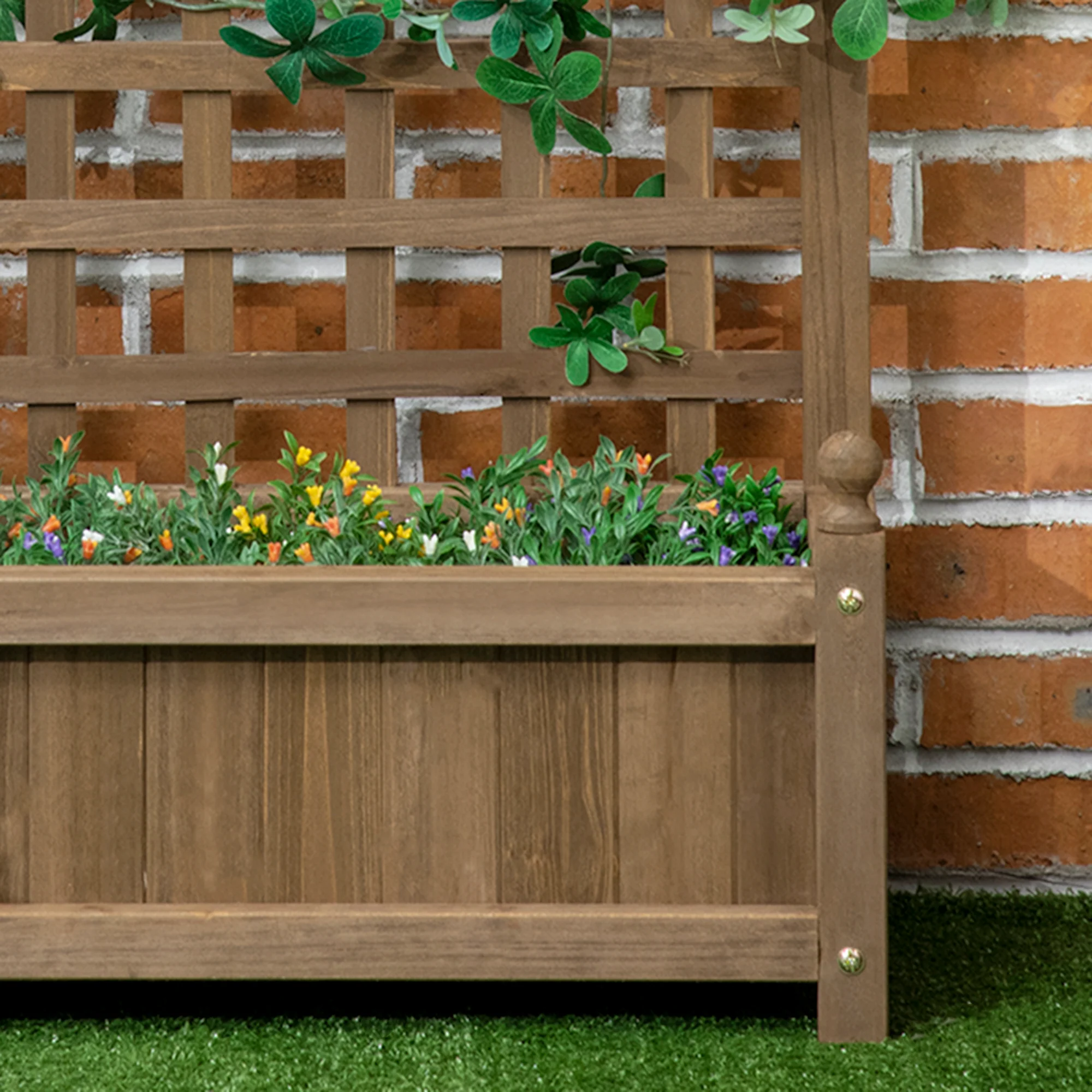 Garden Planters with Trellis for Climbing Vines, 64 x 28 x 75 cm, Brown - Image 10