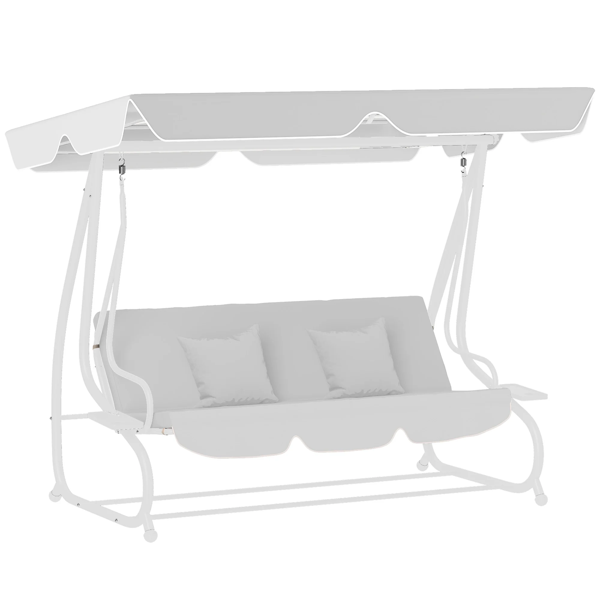 3 Seater Garden Swing Canopy Replacement, Anti-UV Sun Shade (Canopy Only), Light Grey