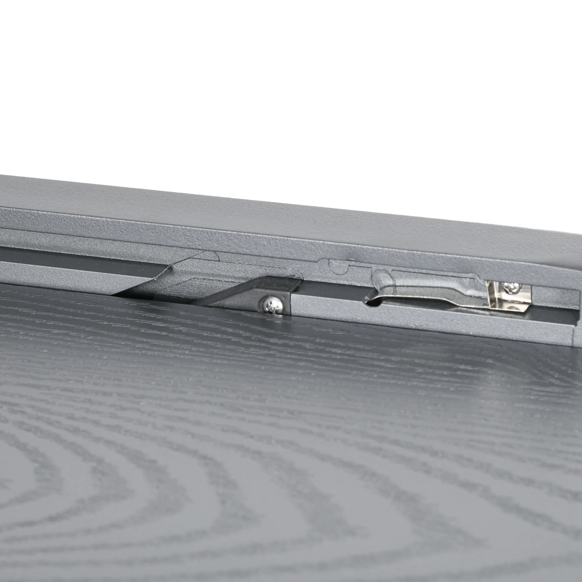 Extendable Outdoor Dining Table for 6 w/ Aluminium Frame & Steel Tabletop, Dark Grey with Wood-effect - Image 11