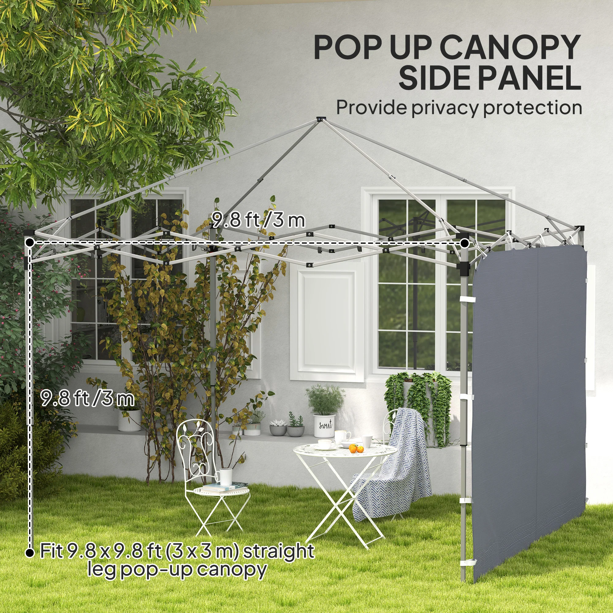Canopy Sidewall Panel for 3 x 3m Straight Leg Pop Up Gazebos, 1 Pack Sidewall Only, Grey - Image 6
