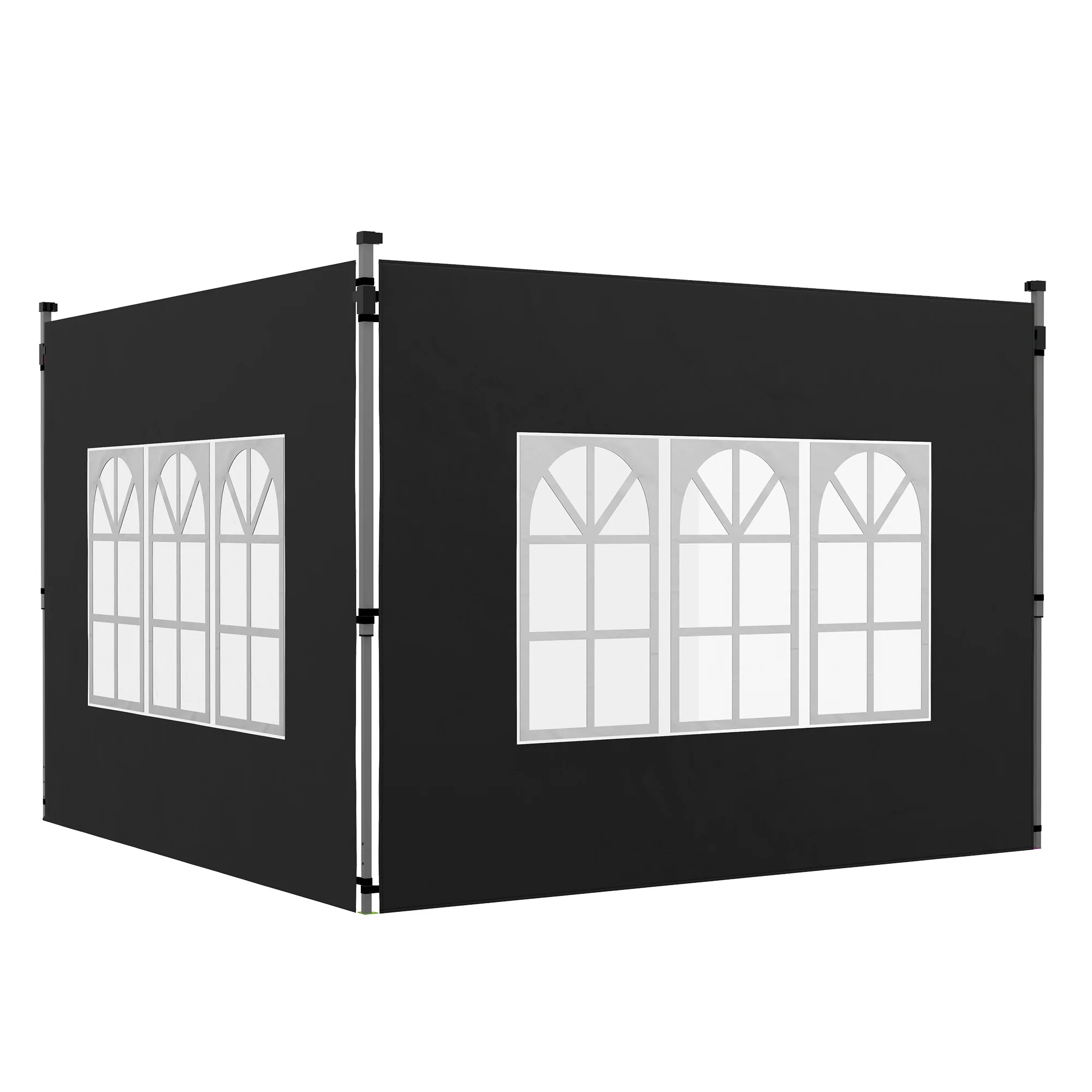 Gazebo Side Panels for 3x3(m) or 3x4(m) Pop Up Gazebo, 2 Pack Sides Replacement, Black