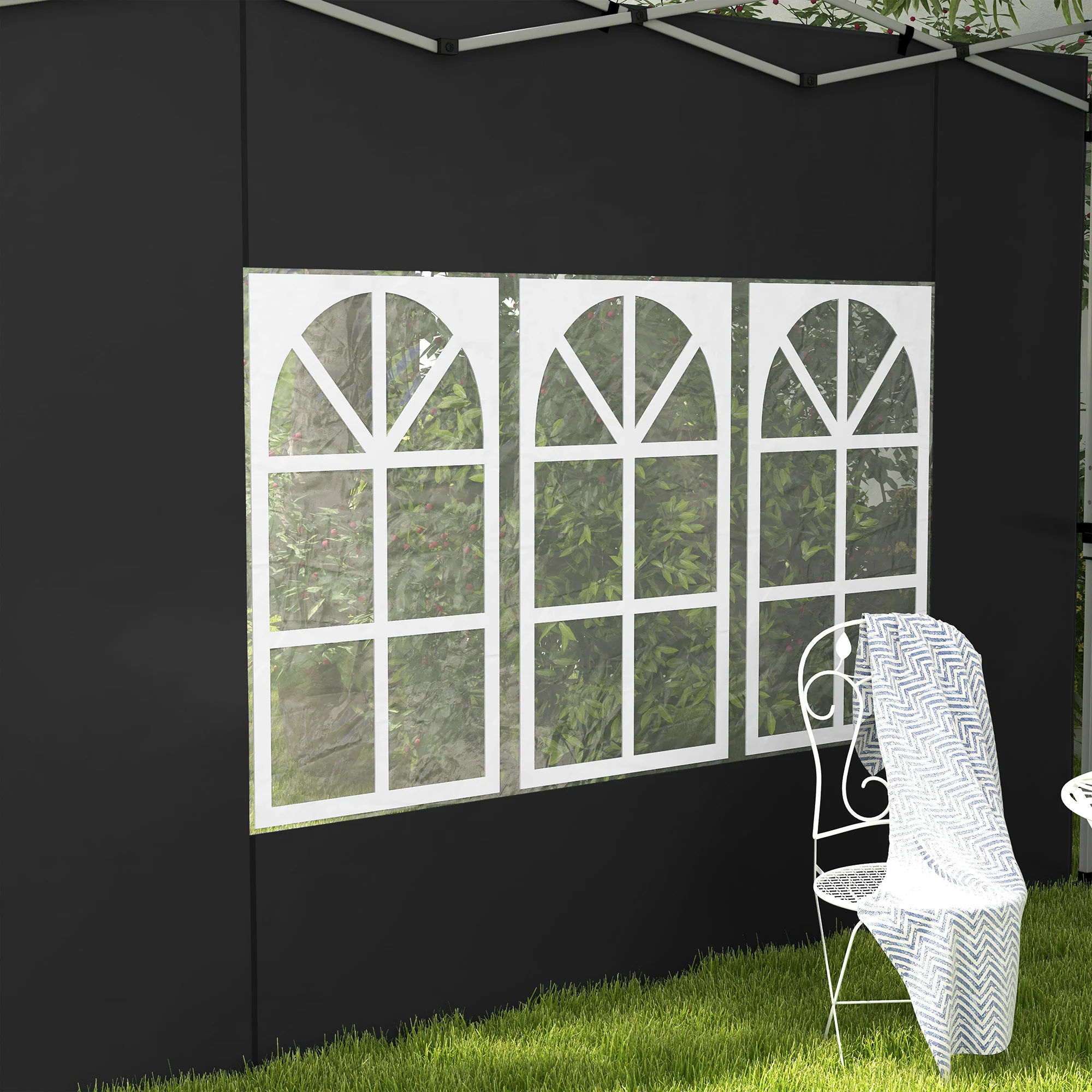 Gazebo Side Panels for 3x3(m) or 3x4(m) Pop Up Gazebo, 2 Pack Sides Replacement, Black - Image 11