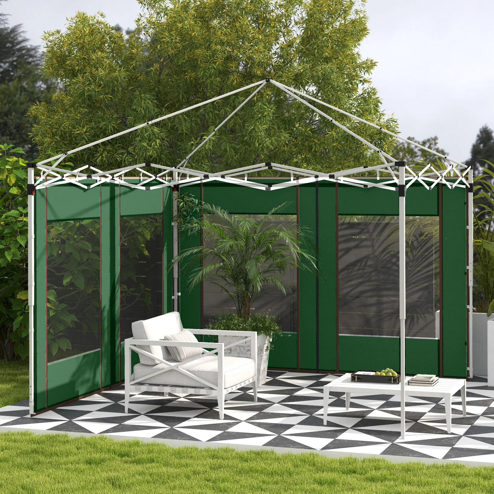 Gazebo Side Panels for 3x3(m) or 3x6(m) Pop Up Gazebo, 2 Pack Sides Replacement, Green - Image 3