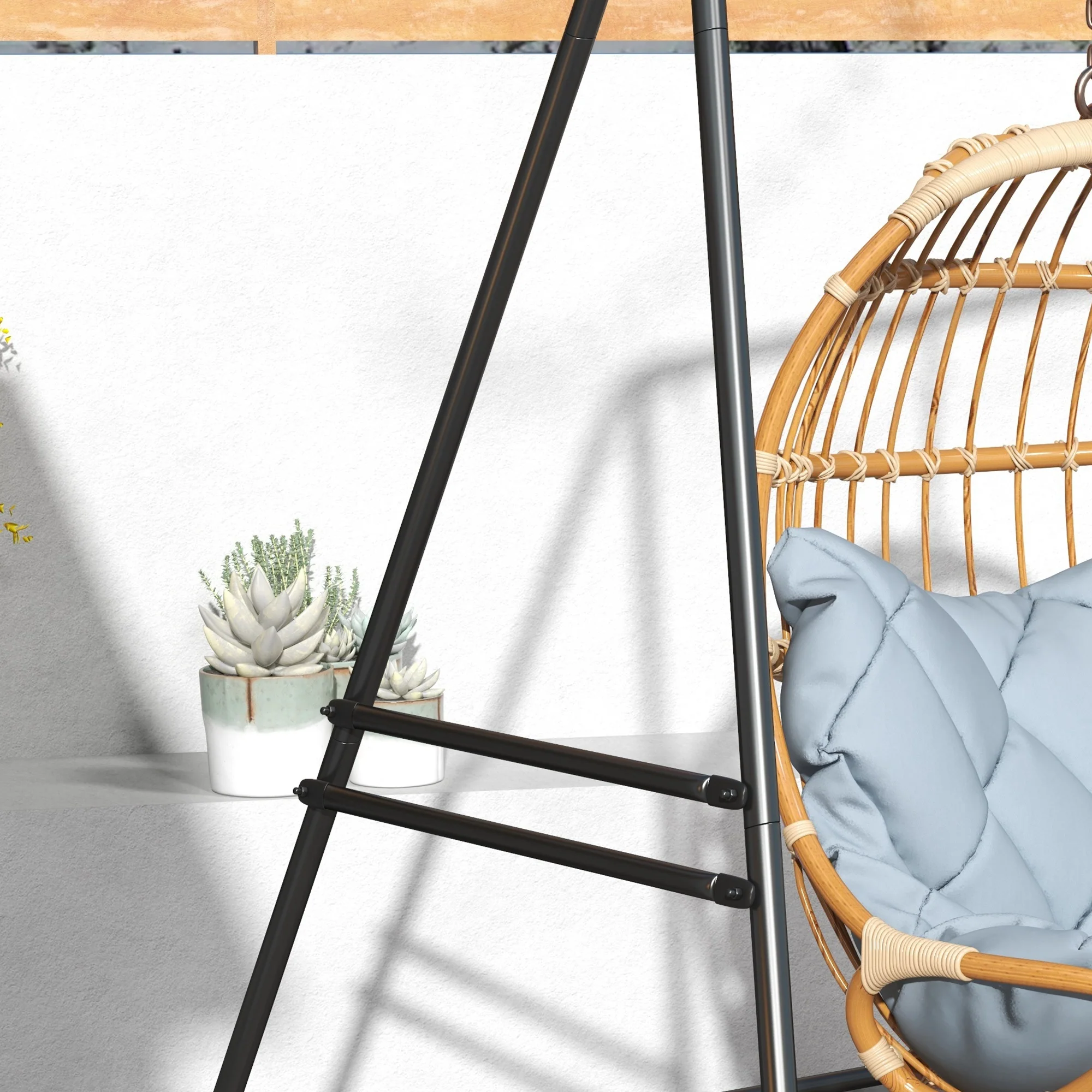 Hanging Heavy Duty Metal Frame Hammock Stand for Air Porch Swing Chair, Egg Cahir, Black - Image 11