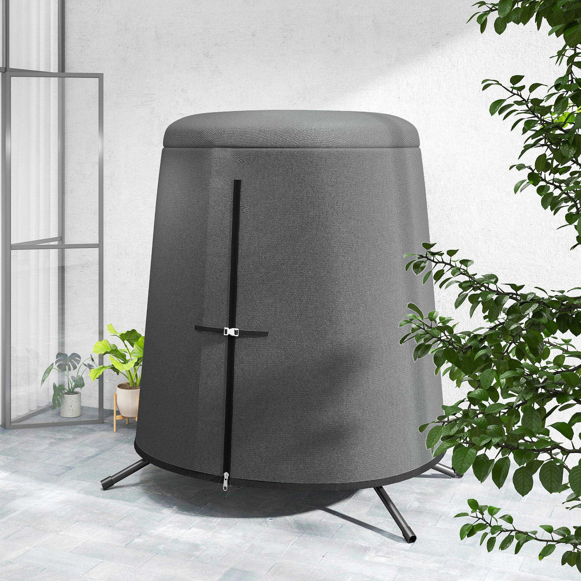 Hanging Egg Chair Cover, Outdoor Single Swing Chair Cover, Waterproof Anti-dust Furniture Protector with Zipper, 300D Oxford Fabric for 200 x 230 cm Stand, Grey - Image 10