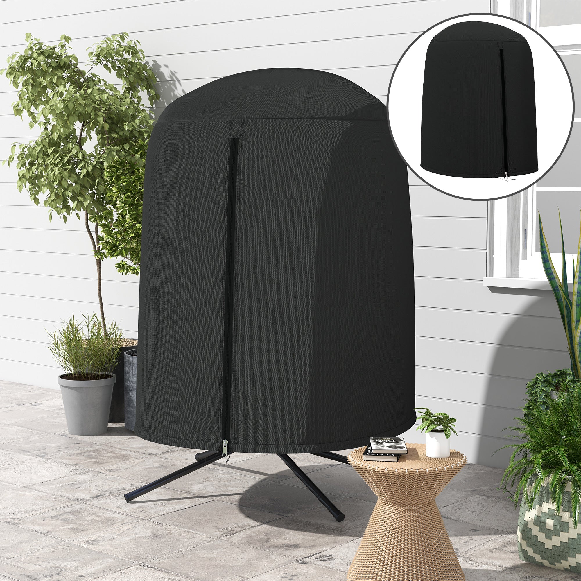 Hanging Egg Chair Cover, Outdoor Single Swing Chair Cover, Waterproof Anti-dust Furniture Protector with Zipper, 420D Oxford Fabric for ¦µ128 x 190H cm Stand, Black - Image 3