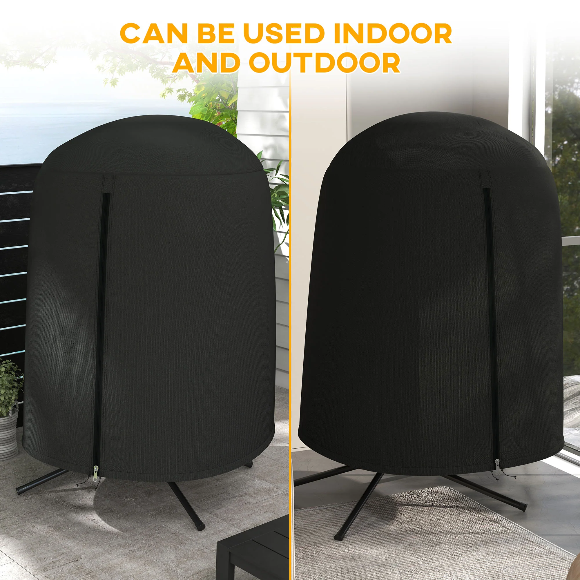 Hanging Egg Chair Cover, Outdoor Single Swing Chair Cover, Waterproof Anti-dust Furniture Protector with Zipper, 420D Oxford Fabric for ¦µ128 x 190H cm Stand, Black - Image 8