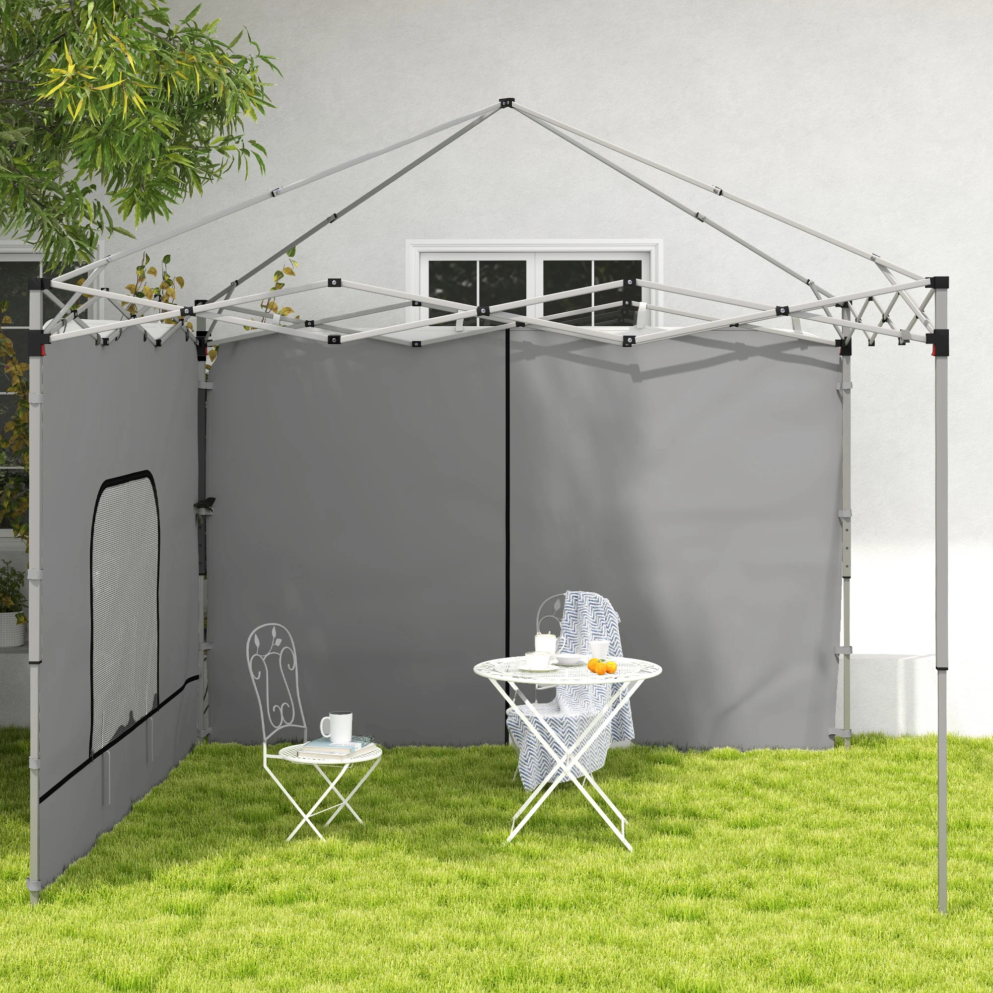 2-Pack Sidewalls with Zipper and Mesh Window for 10' x 10' Canopy, Light Grey - Image 3