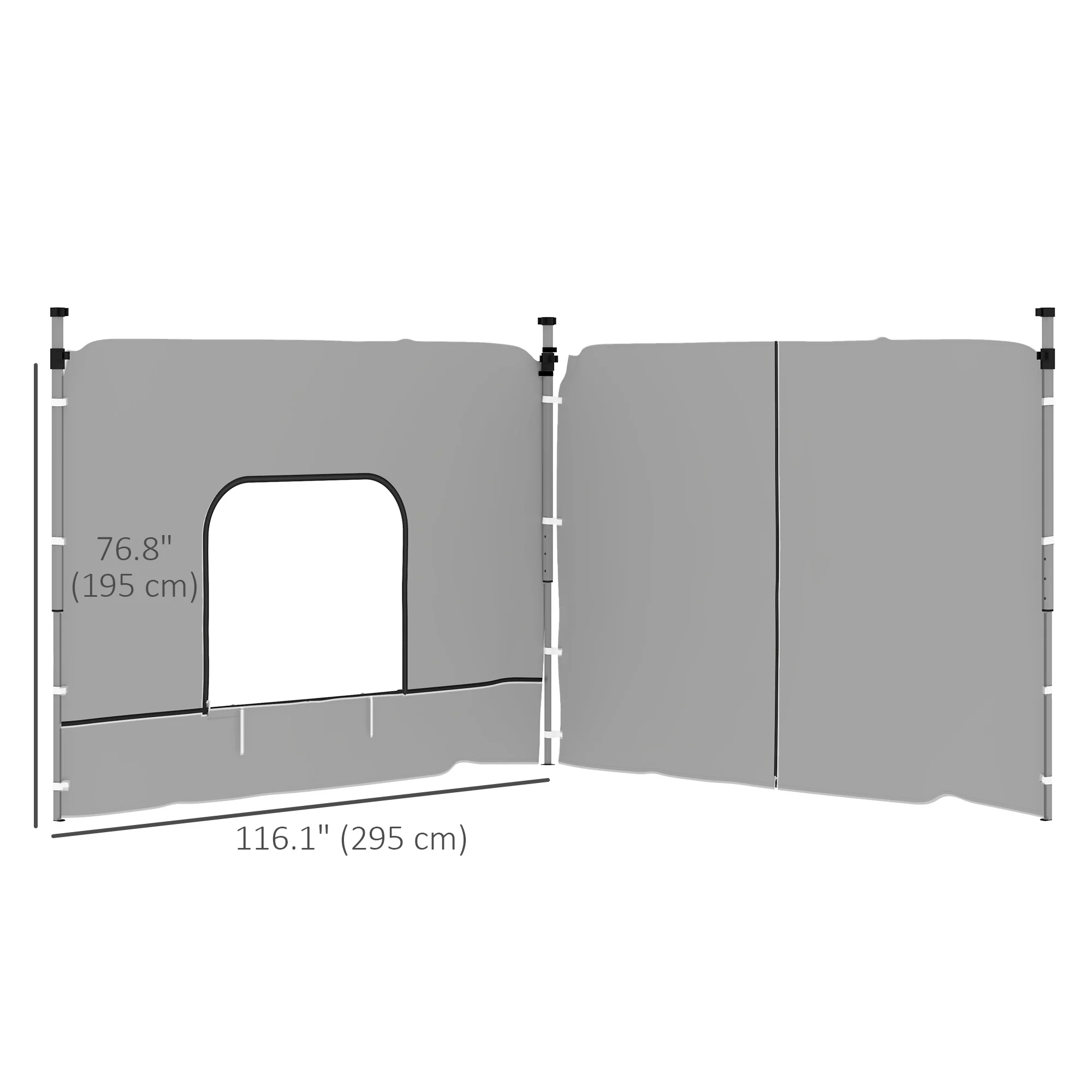 2-Pack Sidewalls with Zipper and Mesh Window for 10' x 10' Canopy, Light Grey - Image 5