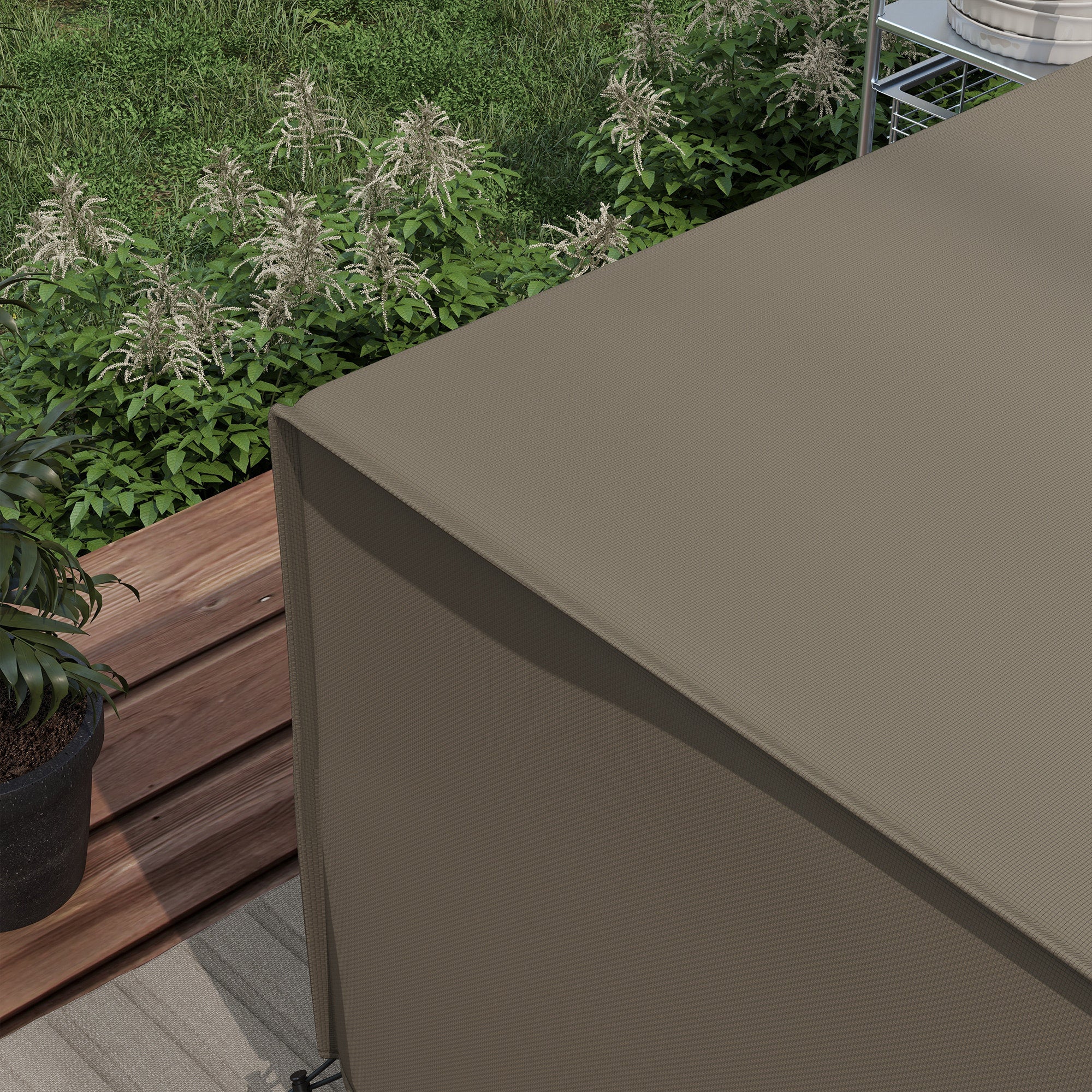 600D Oxford Square Waterproof Patio Furniture Set Cover, 230x230x70 cm, Grey - Image 10