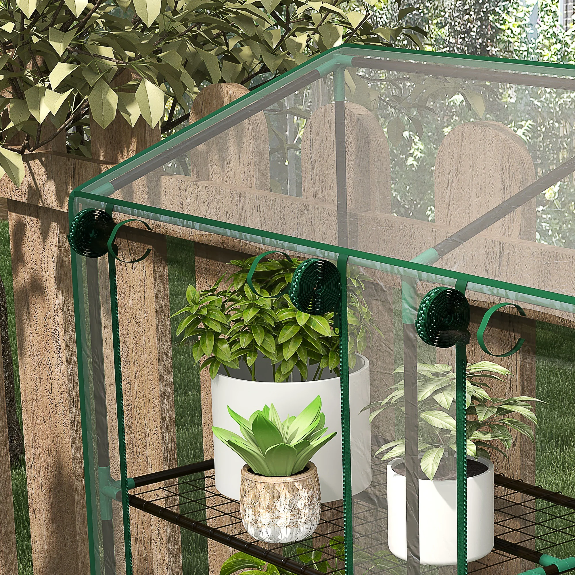 Portable Lean-to Greenhouse with Shelves & Roll-Up Doors - Image 13
