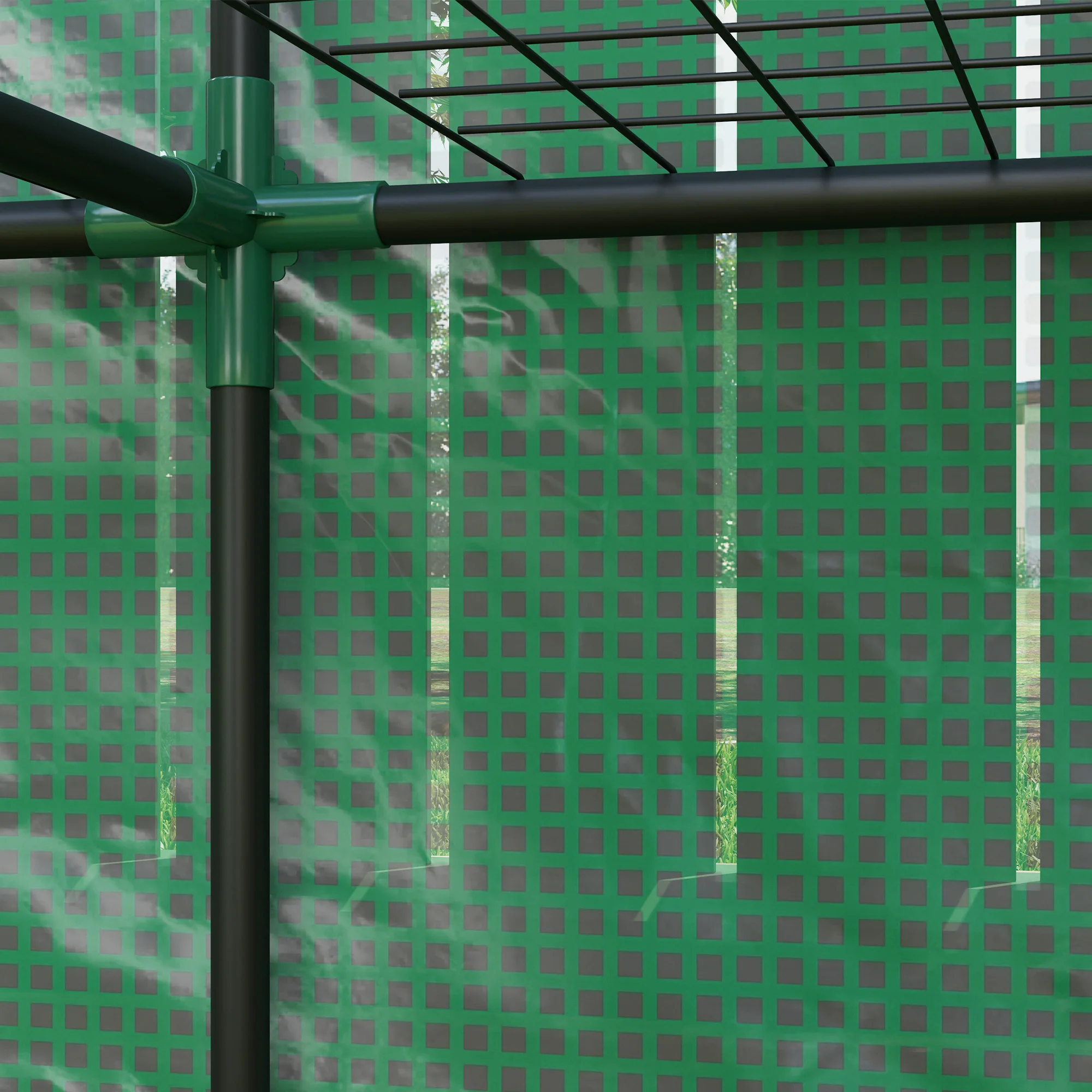Lean-to Mini Greenhouse with 3 Tier Shelves & 2 Roll-Up Doors, 56.7" x 18.9" x 59.8", Green - Image 11