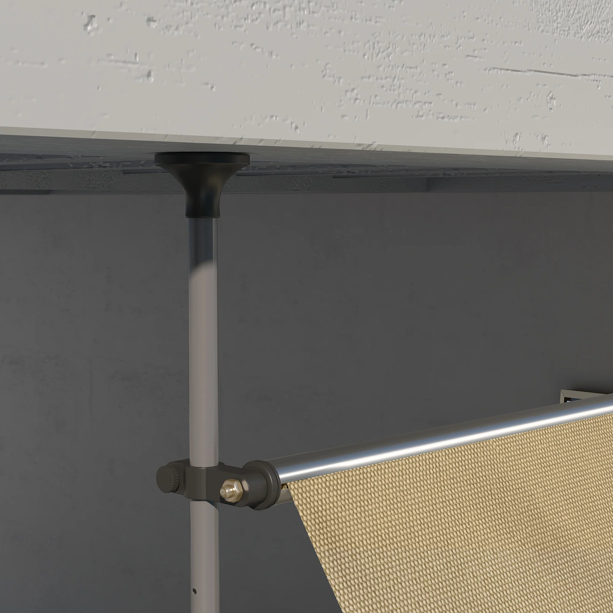 Manual Retractable Awning, 118" Non-Screw Patio Sun Shade Shelter with Support Pole Stand and UV Resistant Fabric, for Window, Door, Porch, Deck, Beige - Image 11