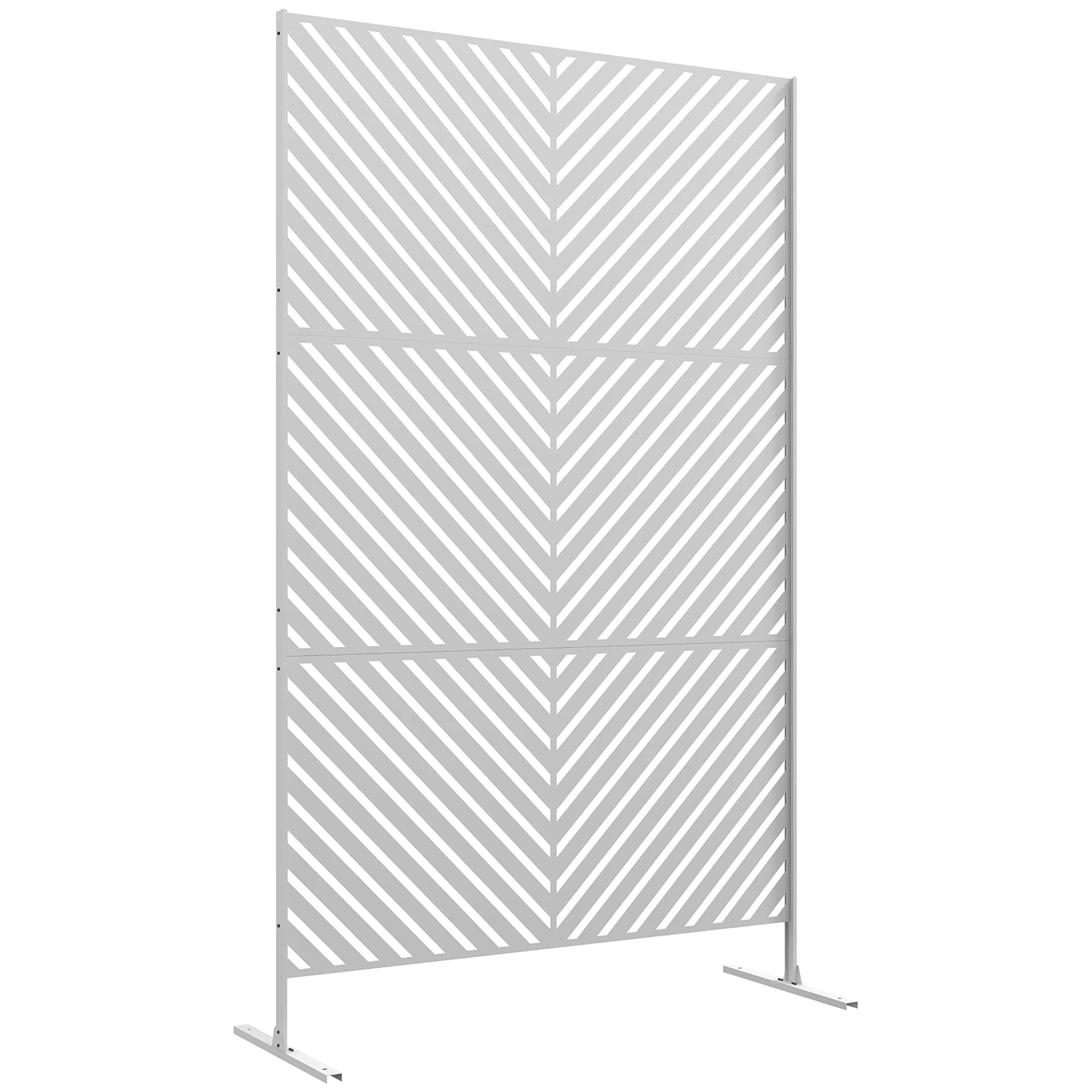 6.5FT Decorative Outdoor Divider, Metal Privacy Screen with Stand, Triangle Style, White - Image 12