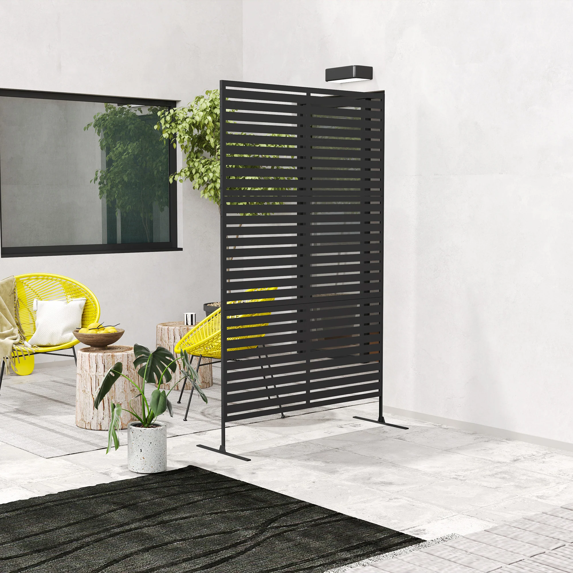 Freestanding Decorative Outdoor Metal Divider with Stand and Expansion Screws, Black - Image 9