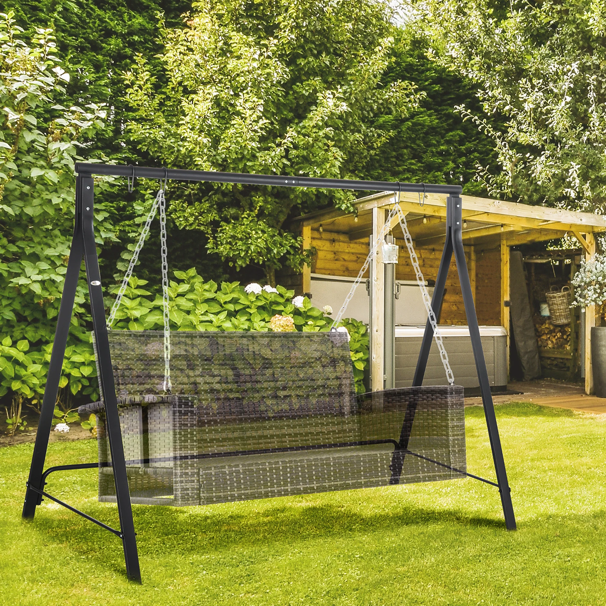 Heavy Duty Swing Frame, 240kg Weight Capacity for Garden, Patio, Lawn, Playground, Black - Image 3