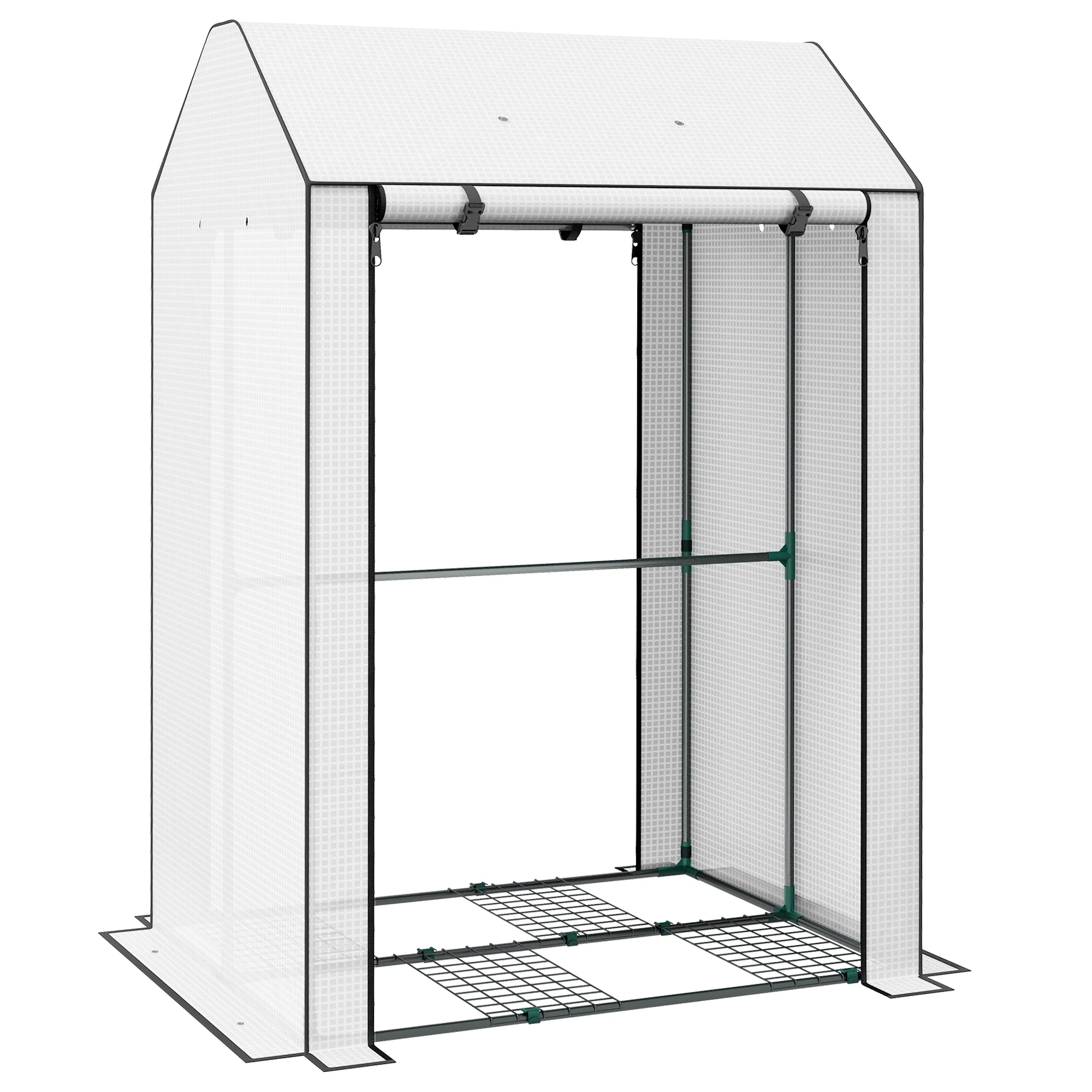 Mini Greenhouse with 4 Wire Shelves, Portable Tomato Greenhouse, 39.4" x 31.5" x 59.1", White - Image 12