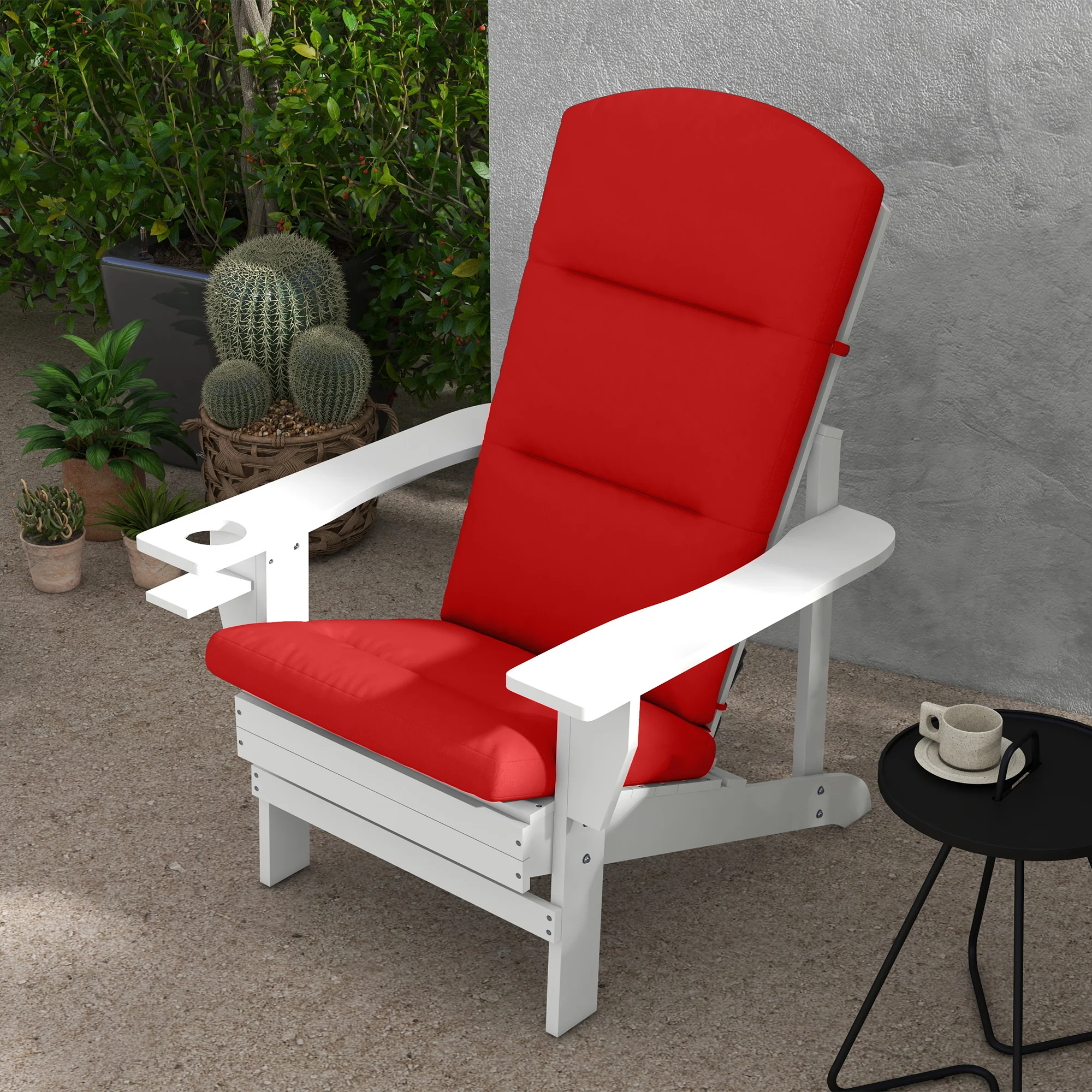 Patio Chair Cushion for Adirondack Chairs Replacement Cushion with Back and Ties, Wine Red - Image 4