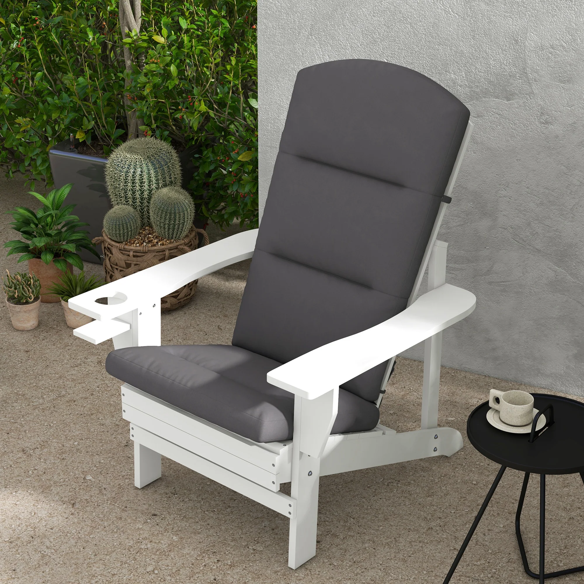 Patio Chair Cushion for Adirondack Chairs Replacement Cushion with Back and Ties, Grey - Image 4