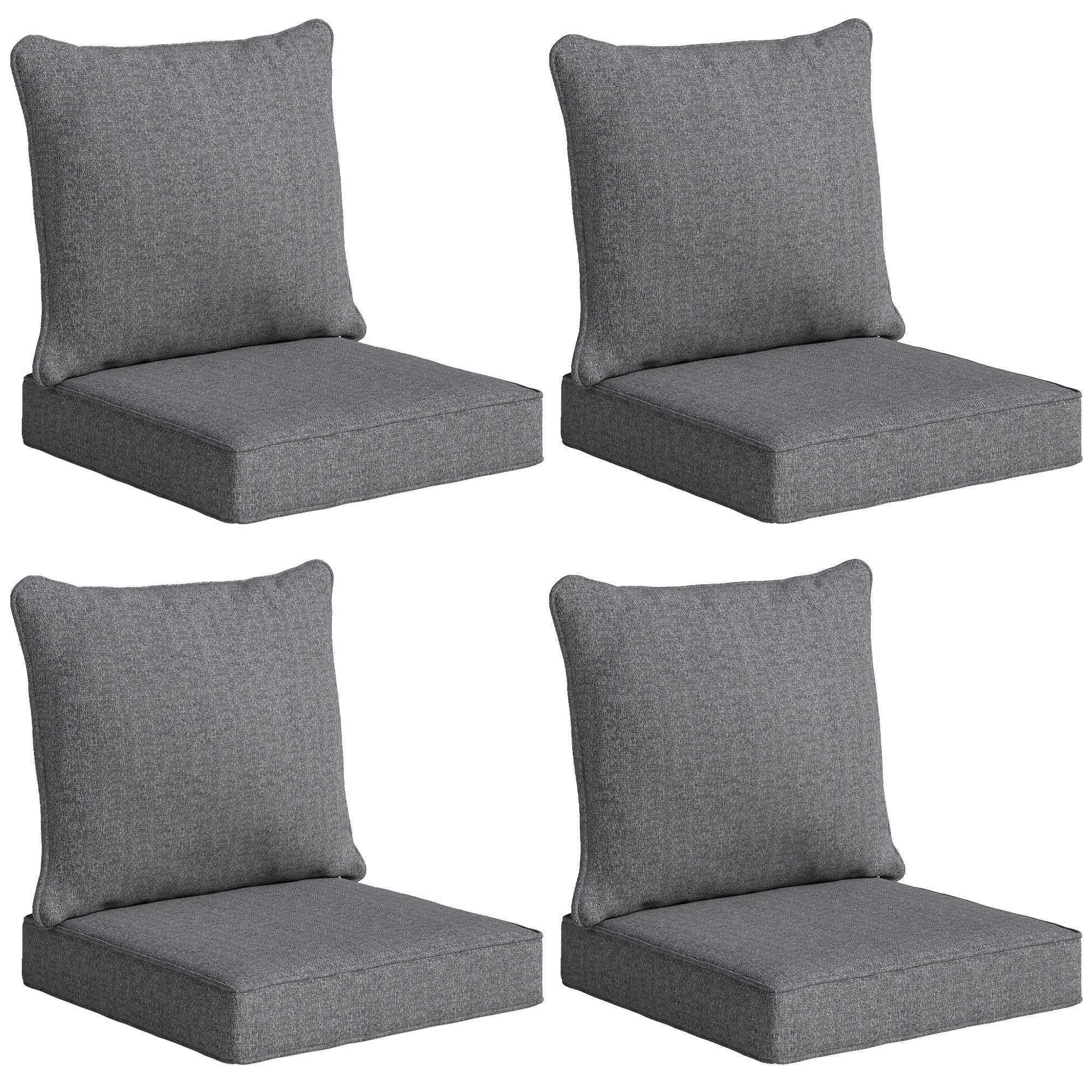 Outdoor Chair Cushions Set of 4, Fade Resistant Patio Chair Cushions for Outdoor Furniture, 24" x 24", Grey - Image 12