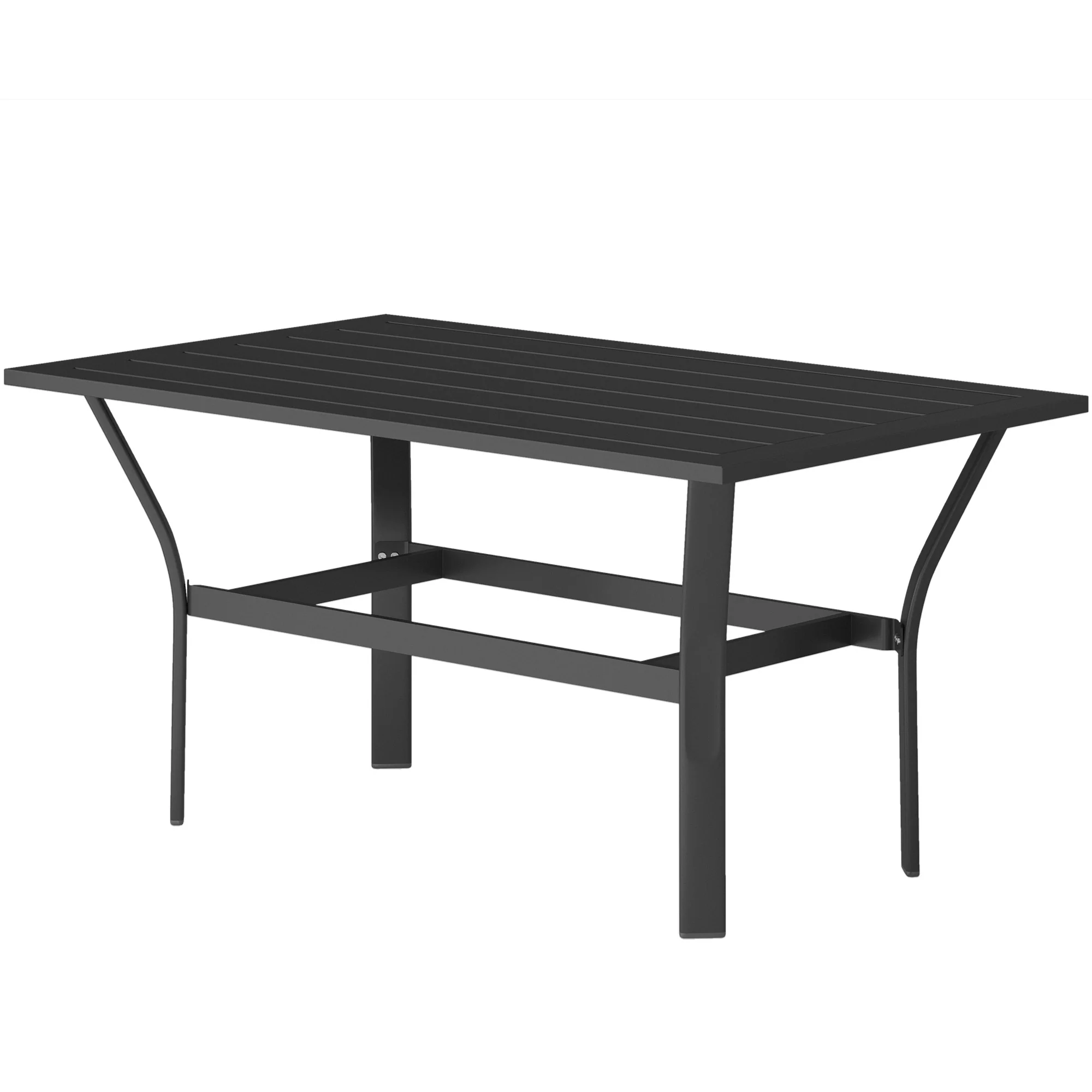 Outdoor Coffee Table, All-Weather Rectangle Metal Patio Coffee Table with Slatted Tabletop for Outside, Patio, Garden, Balcony, Backyard, Black - Image 2