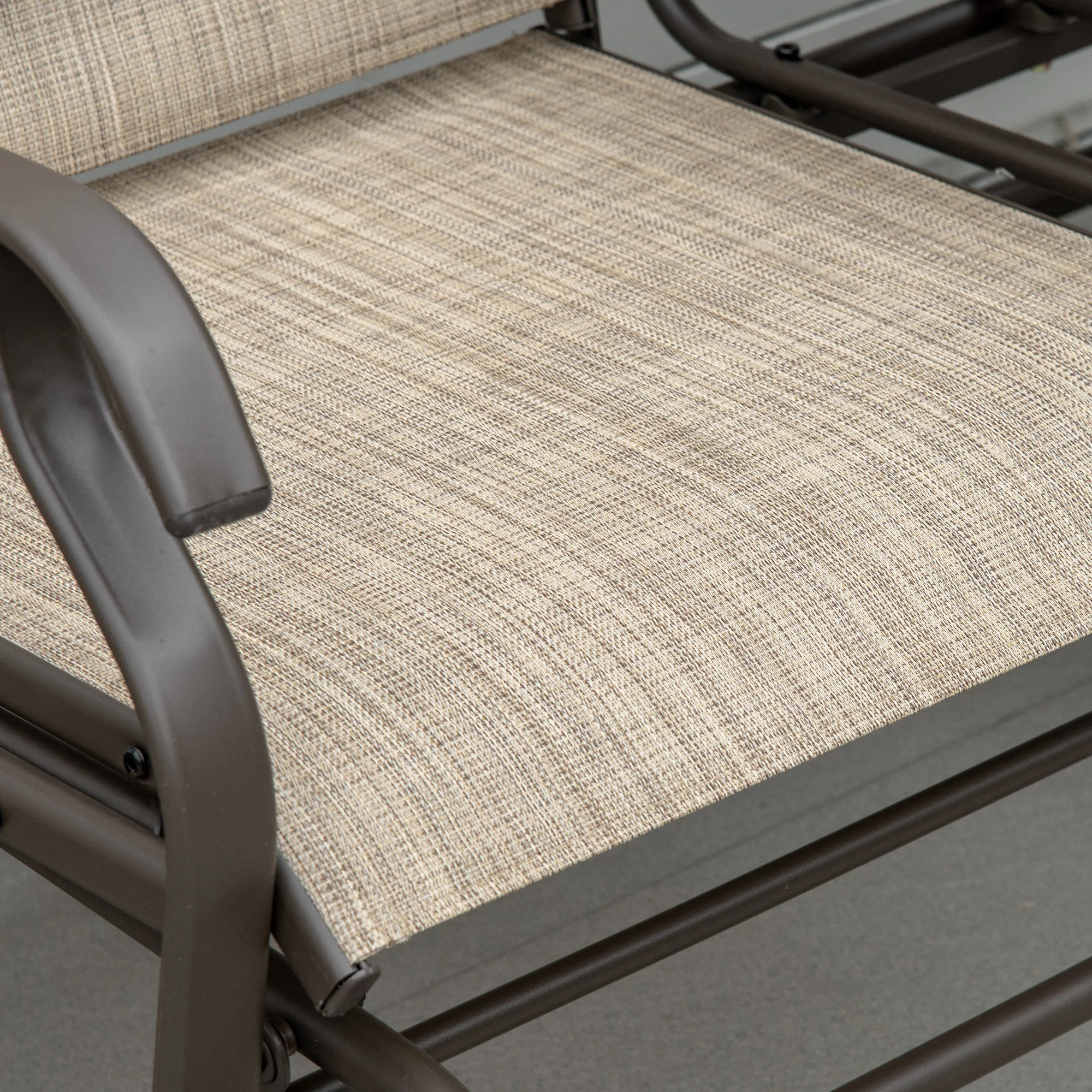 Patio Glider Rocking Chair 2 Person Outdoor Loveseat Rocker Garden Furniture Bench, Flaxen - Image 11
