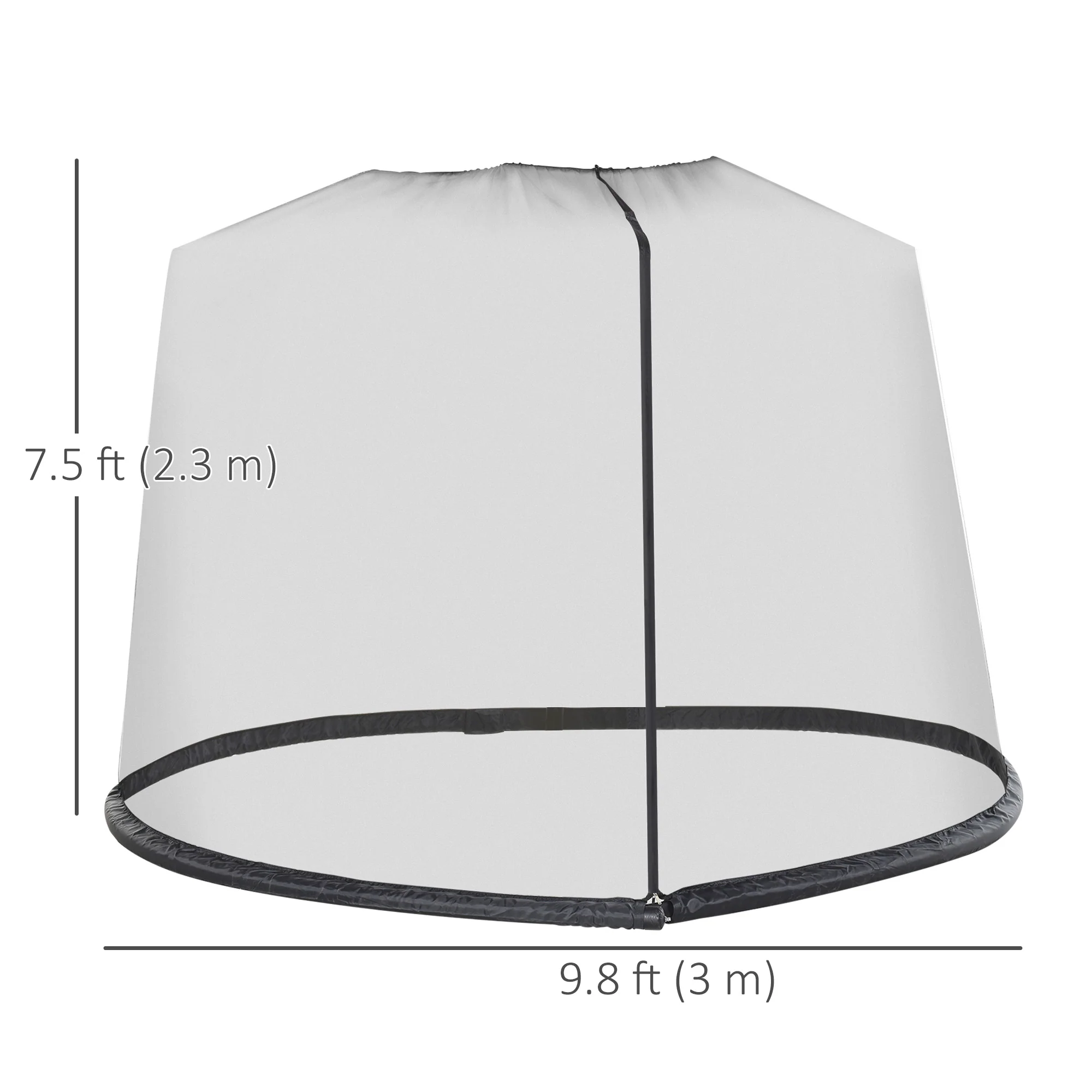 7.5FT Umbrella Mosquito Net with Zippered Door, Black - Image 5