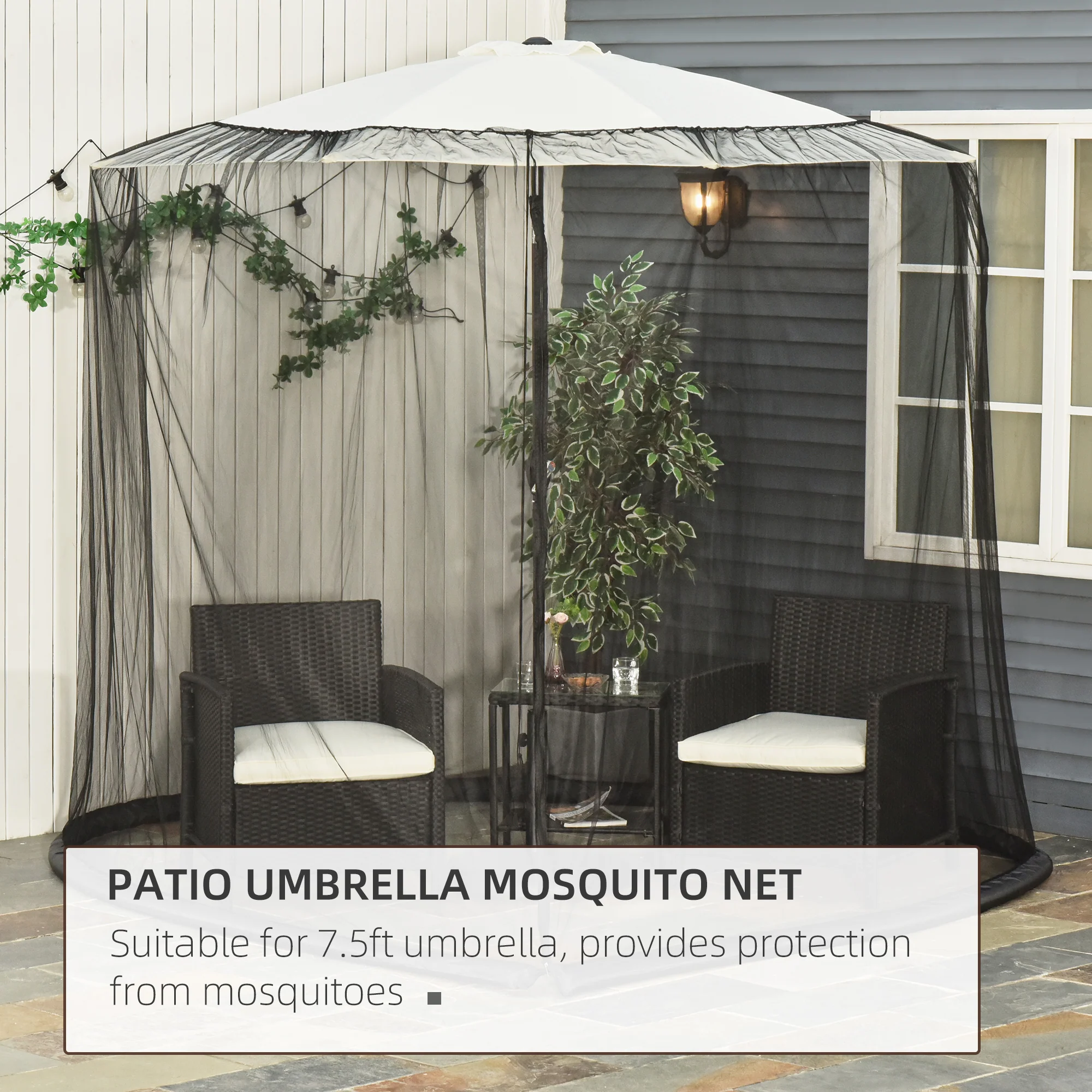 7.5FT Umbrella Mosquito Net with Zippered Door, Black - Image 8