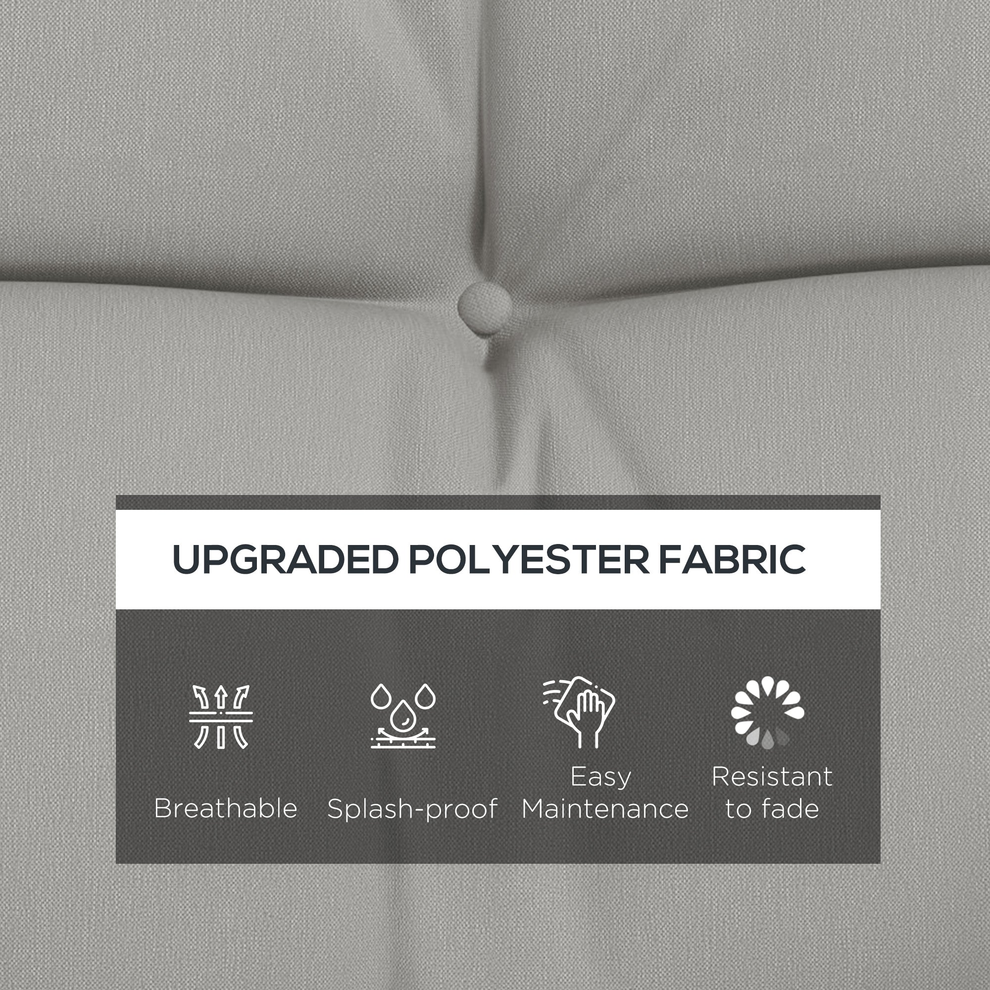 Back and Seat Cushion Replacement w/ 2 Pillows for 3-Seater Chair, Swing, Sofa, Light Grey - Image 6