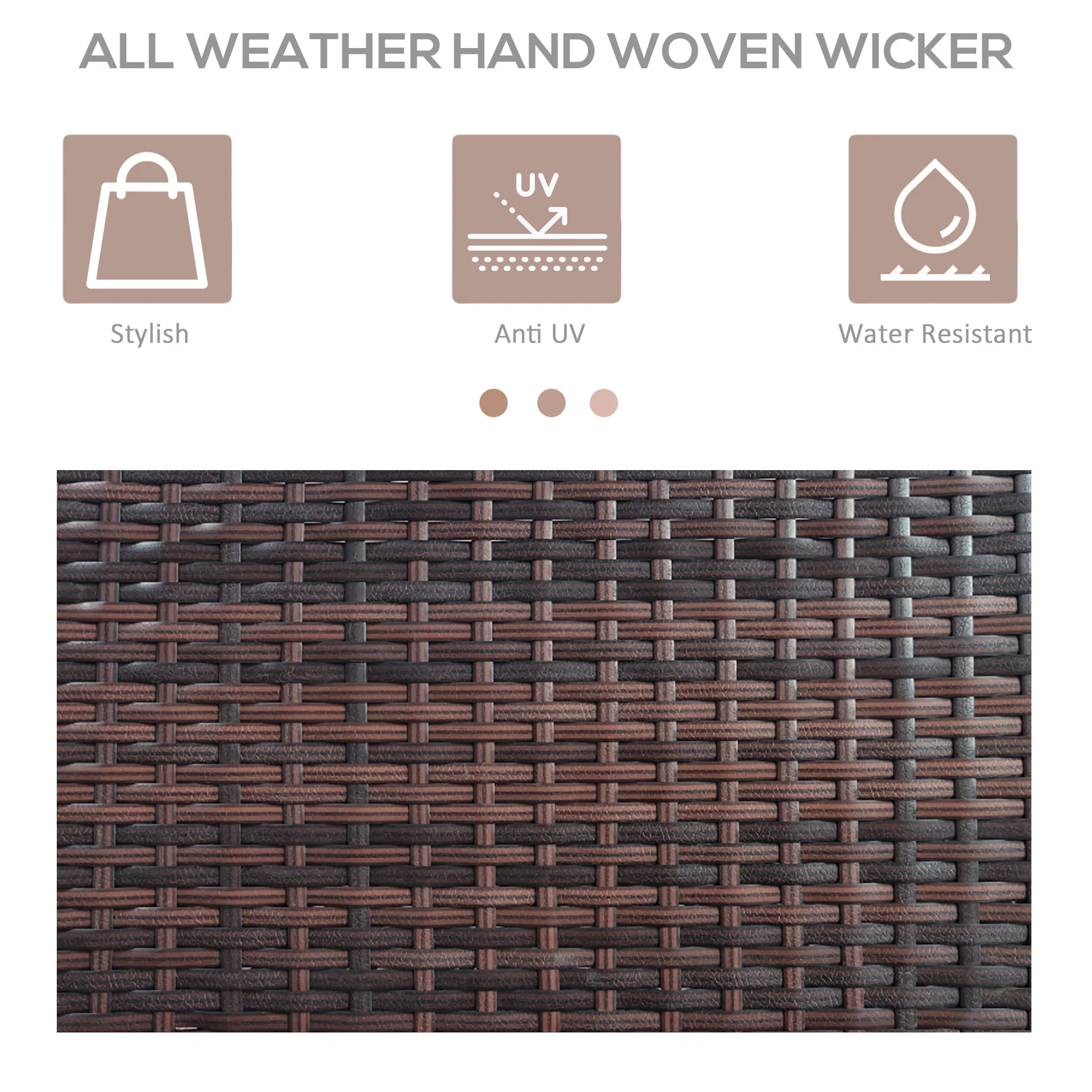 Outdoor Rattan Wicker Storage Organizer w/ Shelf & Drawer for Poolside, Mixed Brown - Image 7
