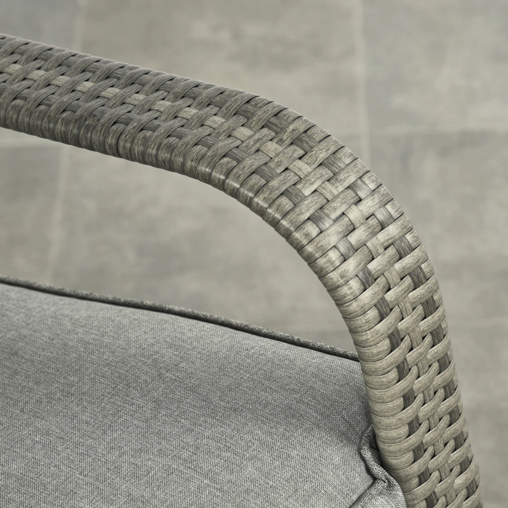 Outdoor Cushioned PE Rattan Recliner Chair with Adjustable Footrest & Armrests, Mixed Grey - Image 10