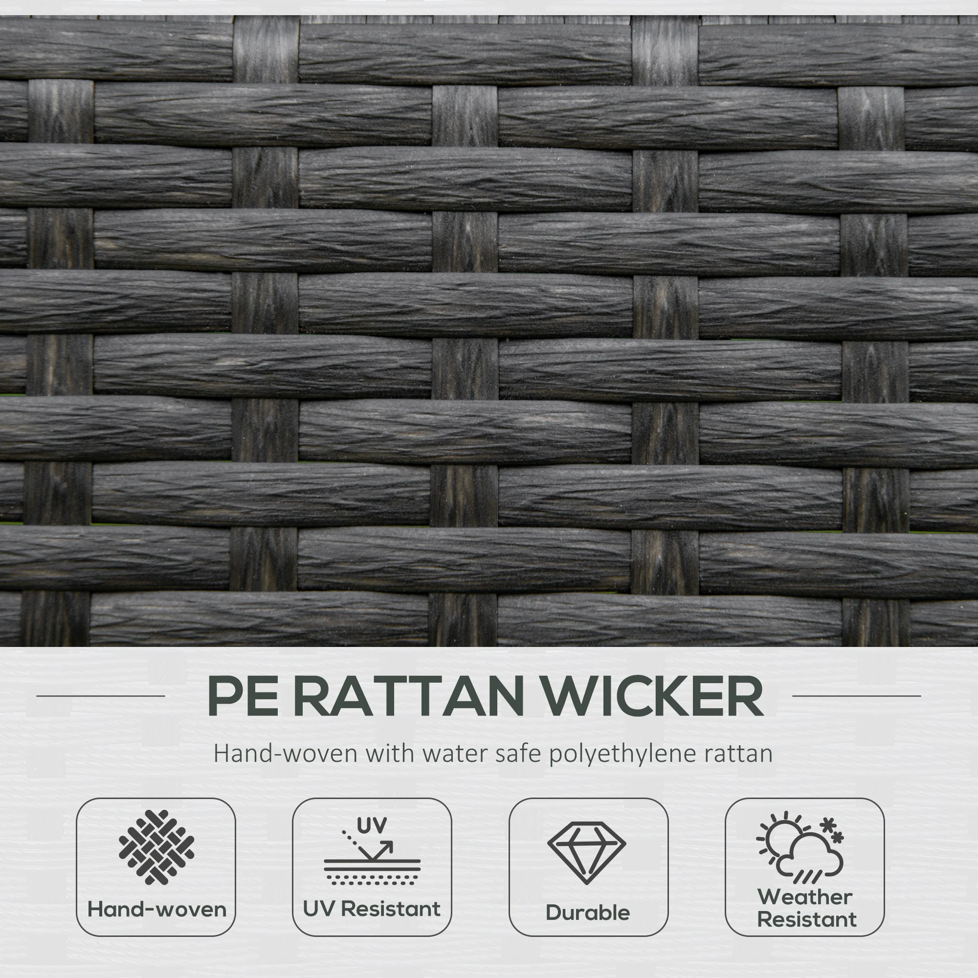 Outdoor Wicker Rocking Chair with Padded Cushions for Garden, Patio, and Backyard, Grey - Image 6