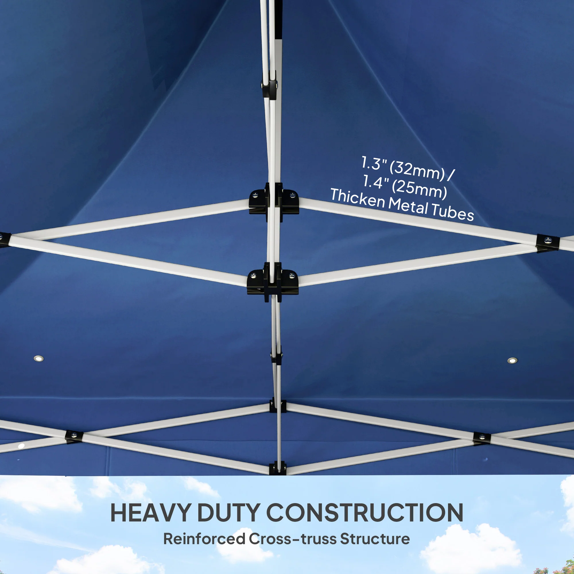 10' x 10' Heavy Duty Pop-Up Canopy Tent with Sidewalls, UPF50+ Sun Shelter, Dark Blue - Image 6