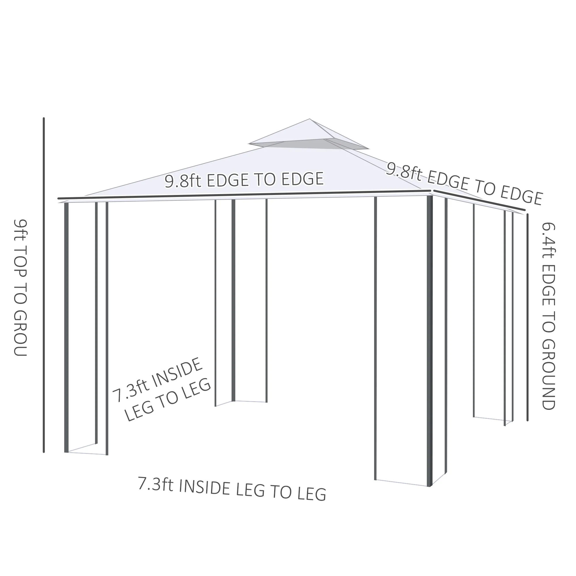 10' x 10' Patio Gazebo with Double Roof, Corner Shelves, Netting, Cream White - Image 5