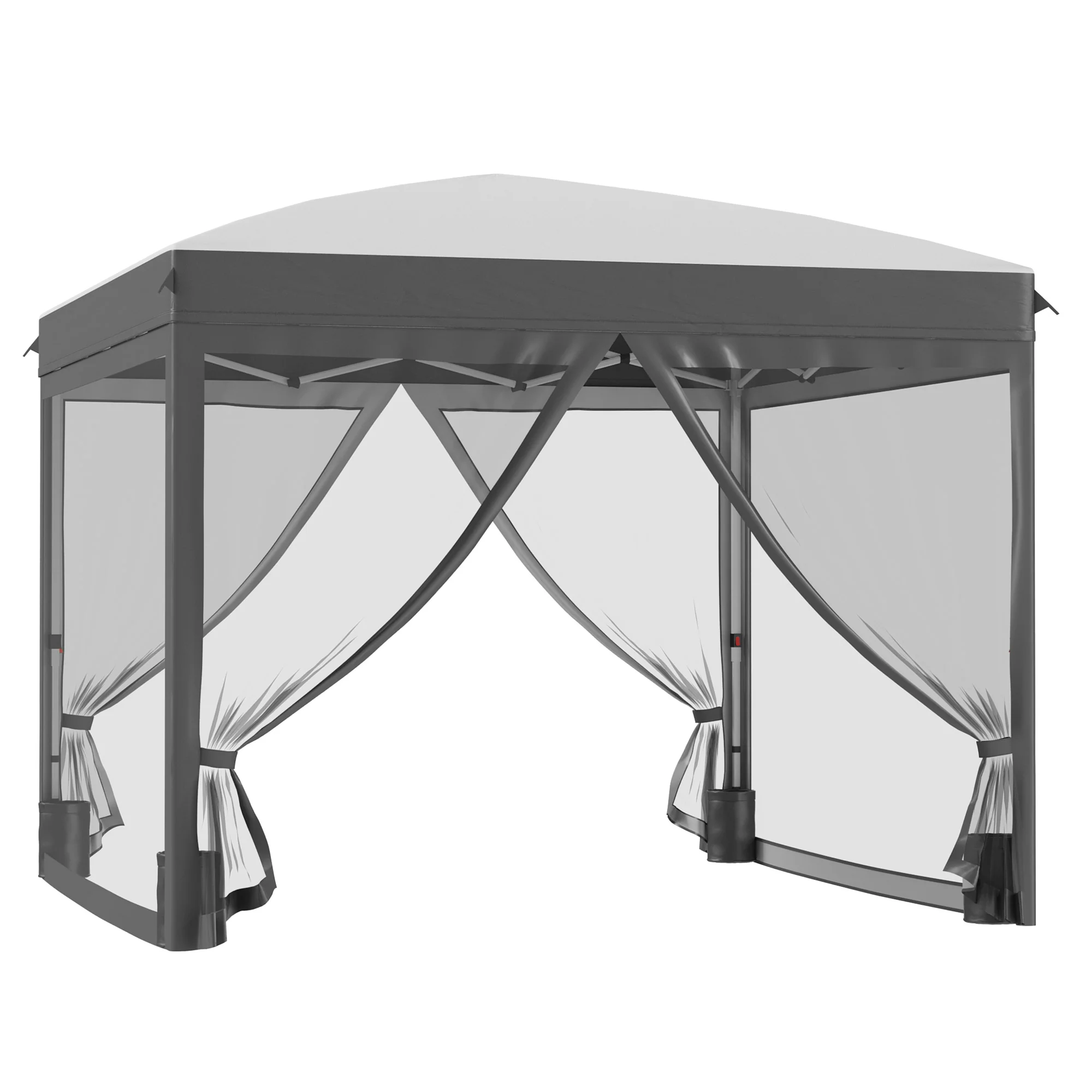 10' x 10' Canopy Tent with Netting, Adjustable Height, Wheeled Bag & Sand Bags, Gray