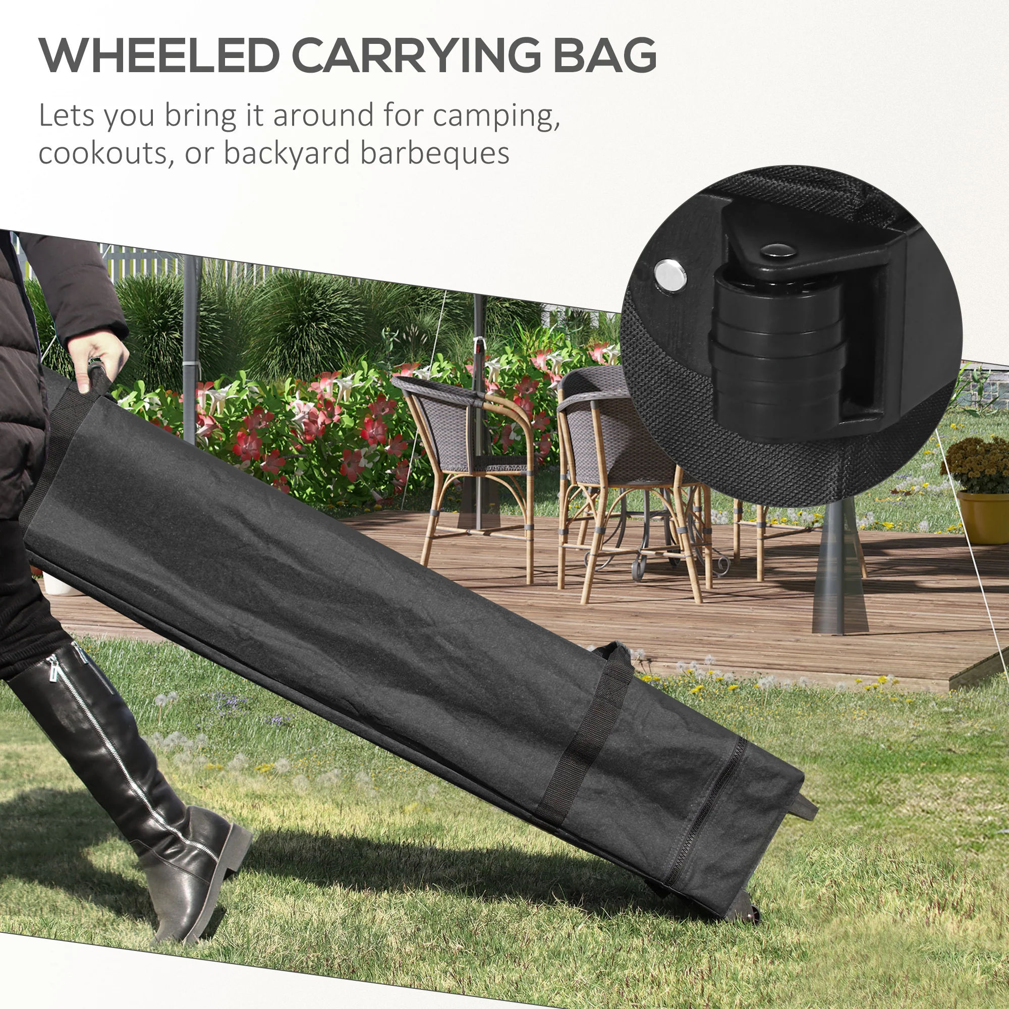 10' x 10' Canopy Tent with Netting, Adjustable Height, Wheeled Bag & Sand Bags, Gray - Image 9