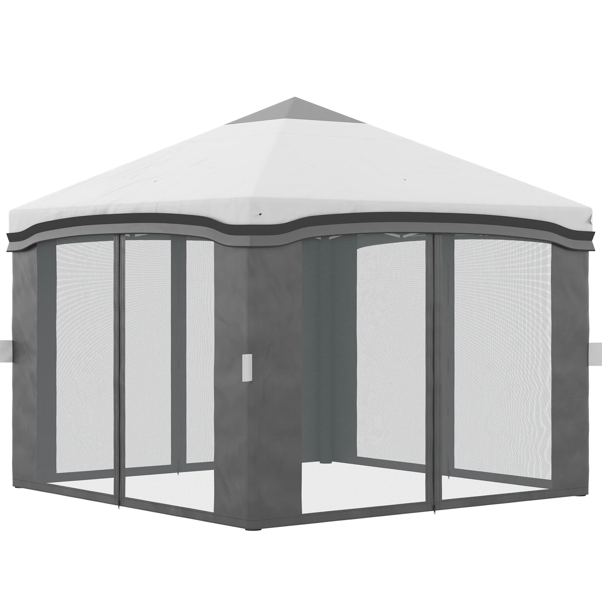 10' x 10' Adjustable Pop Up Canopy Tent with Netting, Wheeled Carry Bag, Sand Bags, Gray - Image 2