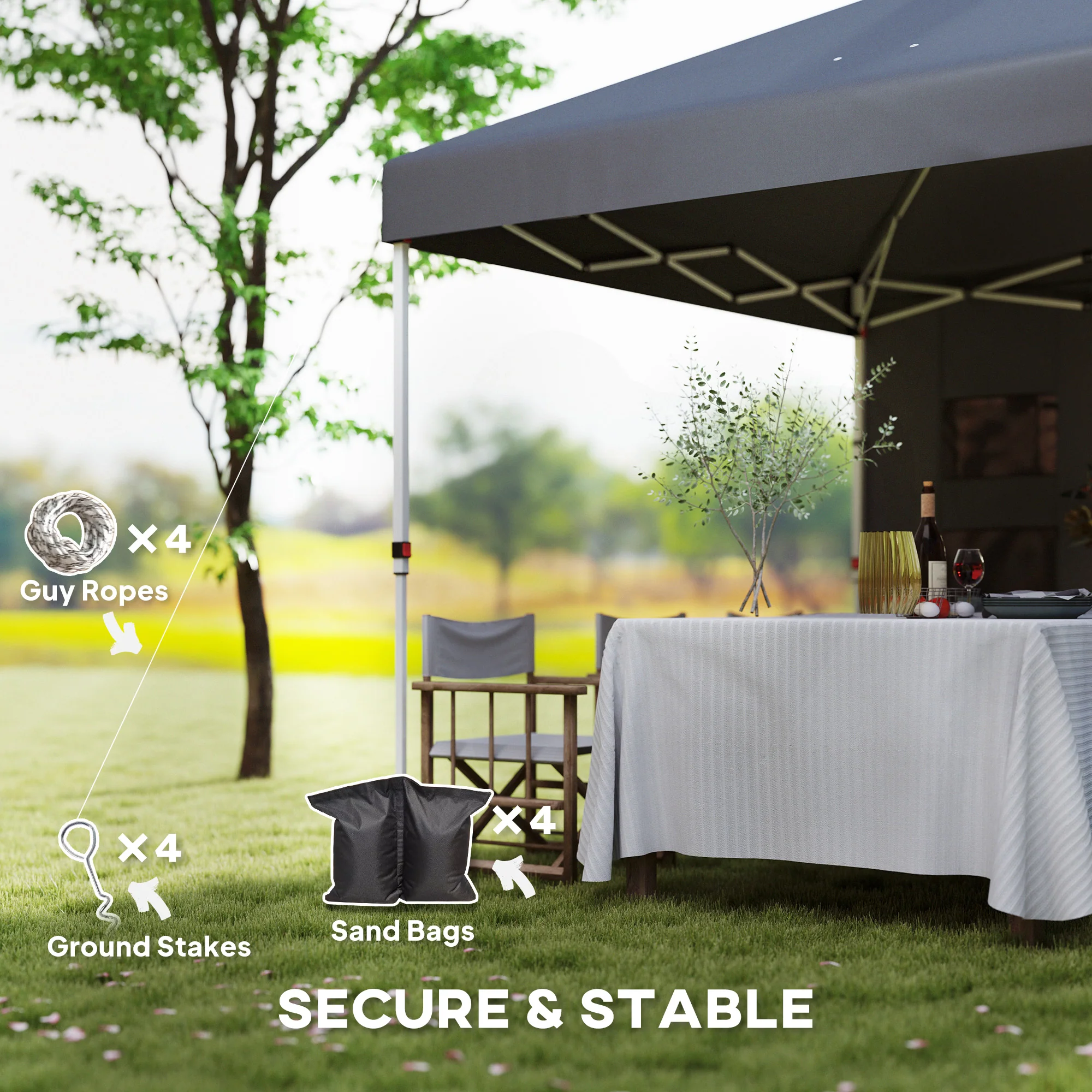 10' x 10' Pop-Up Canopy Tent with Adjustable Height, Sidewalls & Storage Pockets, Dark Gray - Image 10