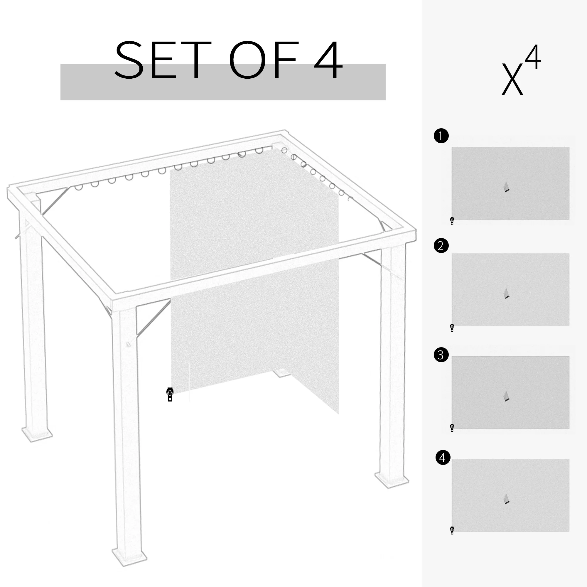 10' x 12' Gazebo Sidewall Set Hooks/C-Rings Brown - Image 9
