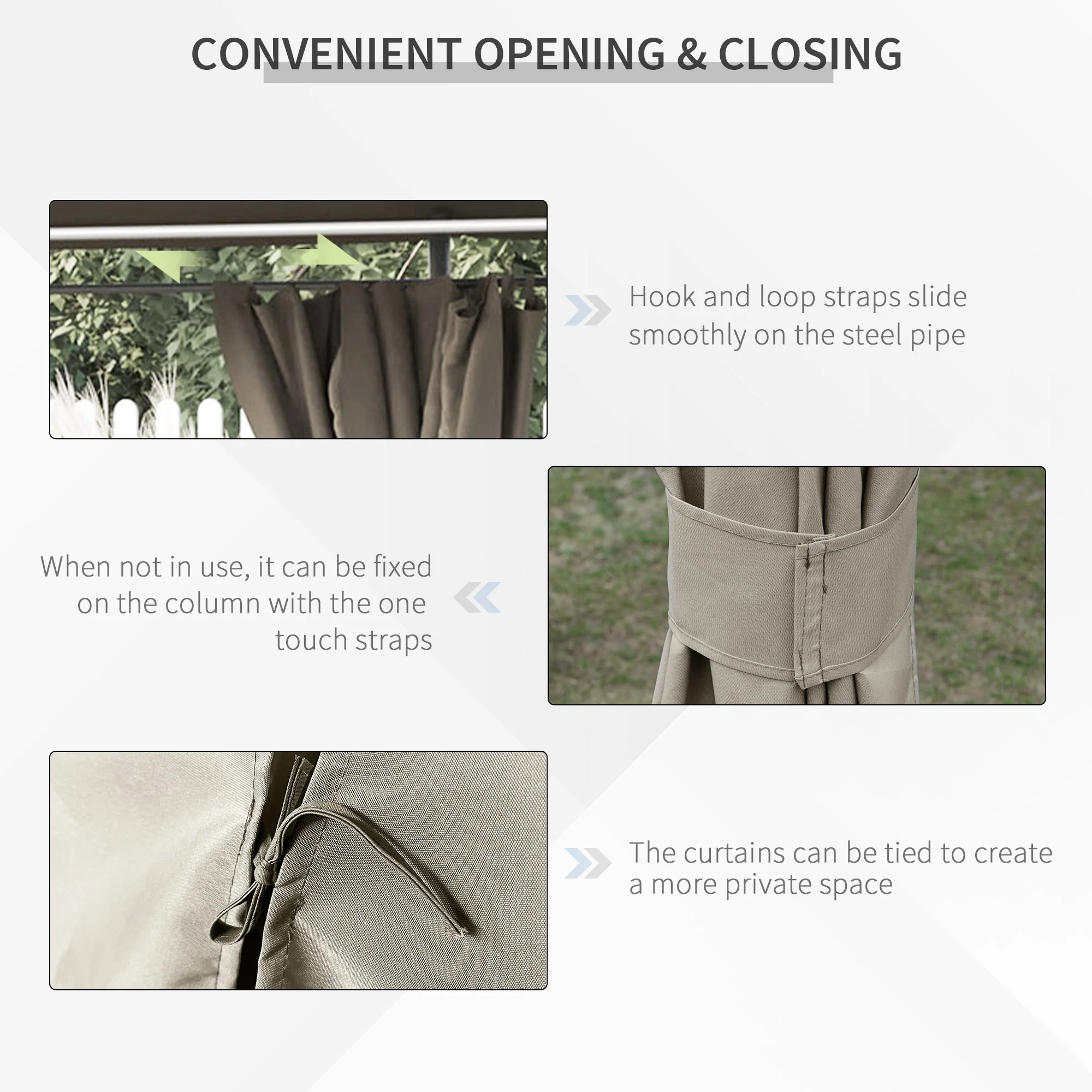 10' x 13' Outdoor Gazebo with 6 Removable Sidewalls & Steel Frame, Khaki - Image 7