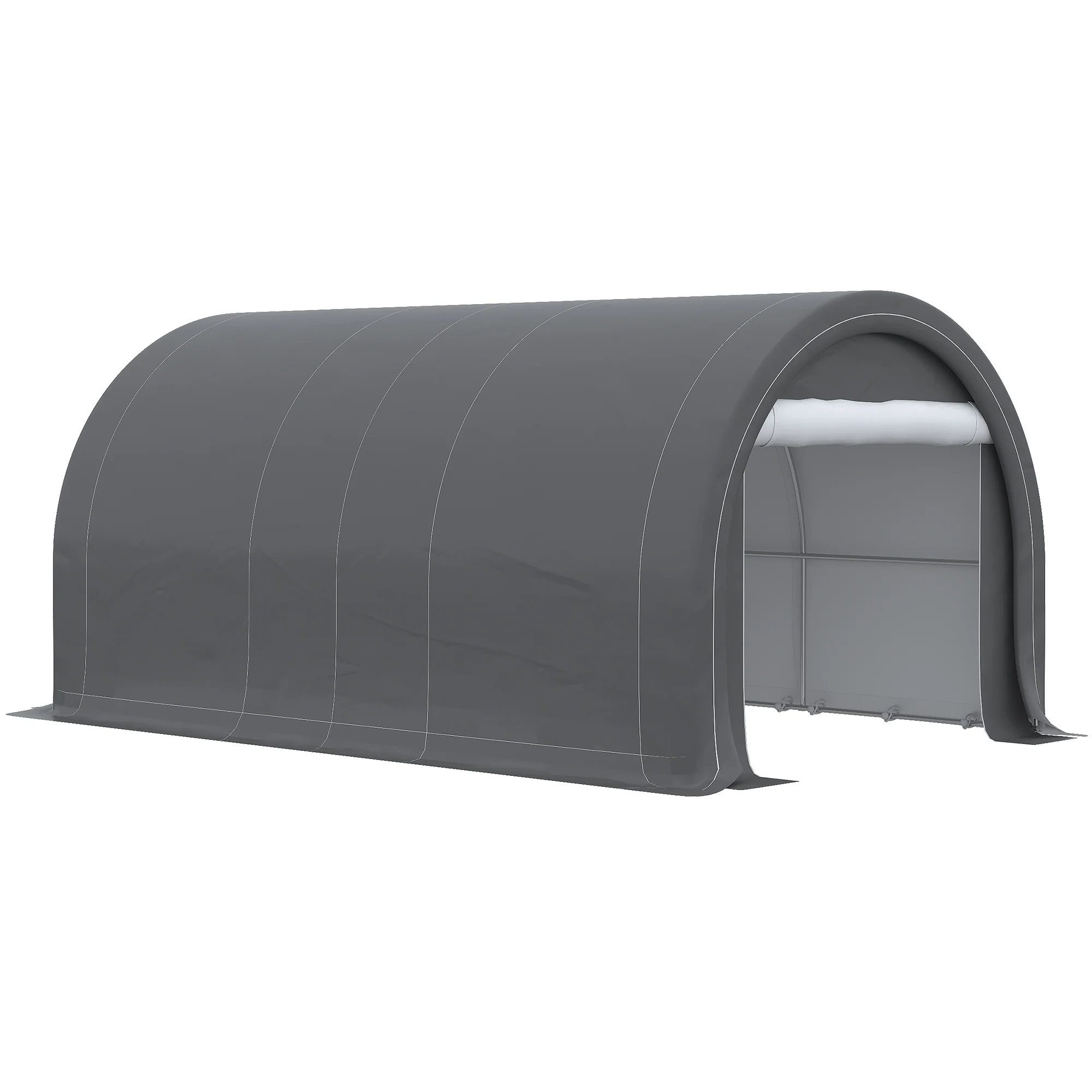 10' x 16' Heavy-Duty Portable Carport with Anti-UV Canopy & Large Zippered Door, Gray - Image 10