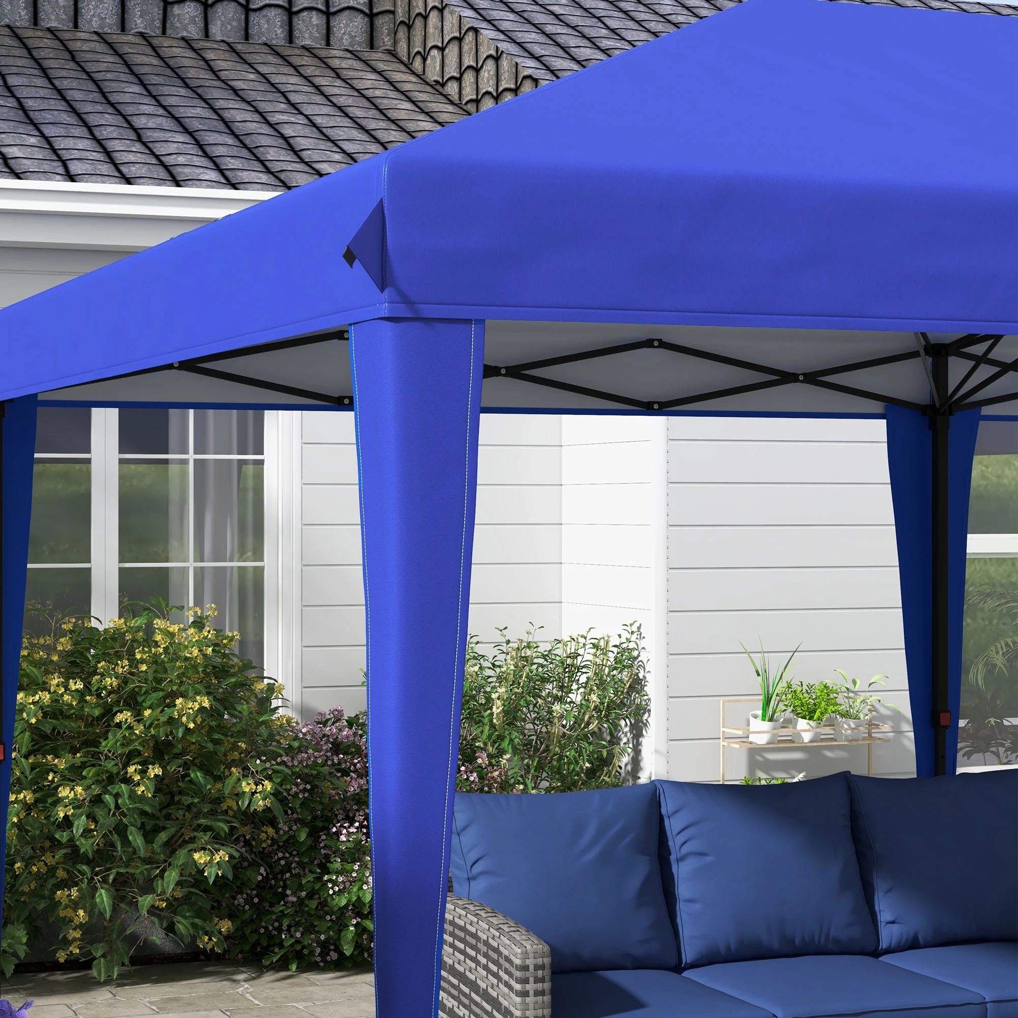10' x 19.2' Pop-Up Gazebo Canopy Tent, Instant Outdoor Sun Shade Shelter with Carry Bag, Blue - Image 10