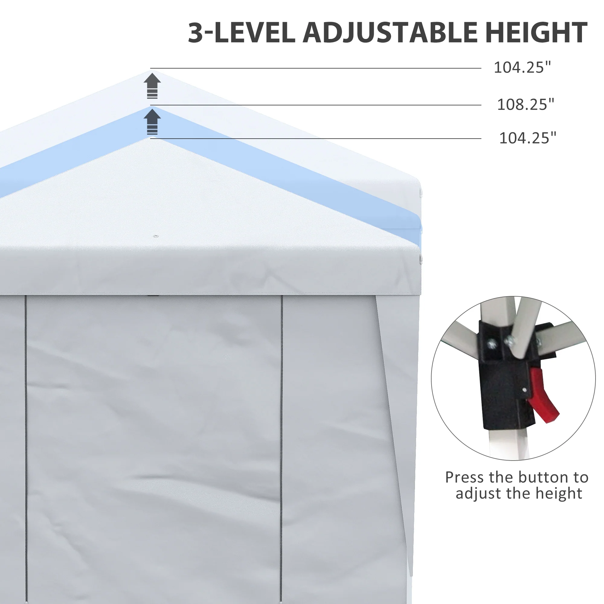 10' x 19.5' Pop Up Canopy Tent with Height Adjustable, Sidewalls, Weight Bags&Carry Bag, White - Image 7