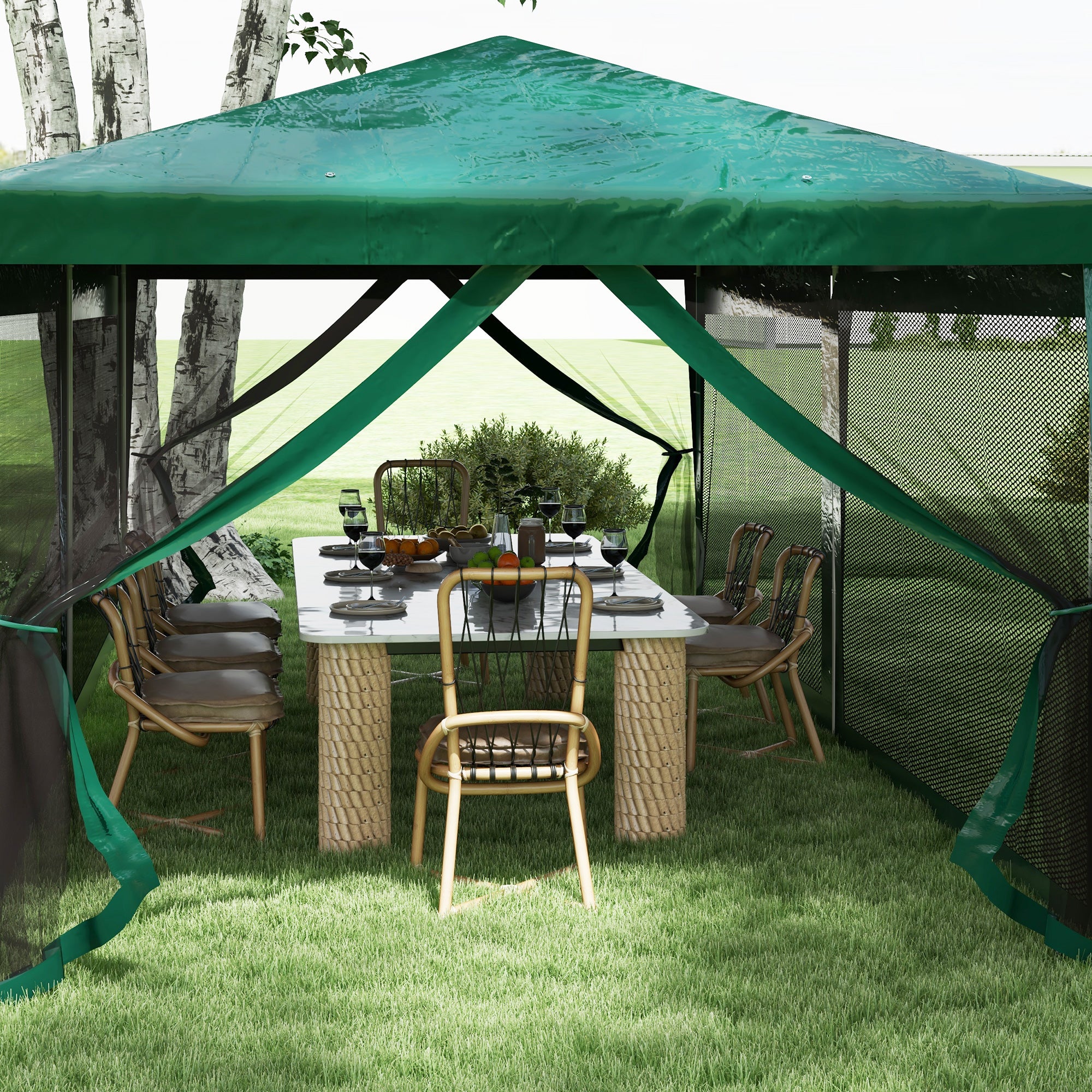 10' x 20' Party Tent with 6 Removable Sidewalls, Green Gazebo Shade Shelter for Outdoor Events - Image 11